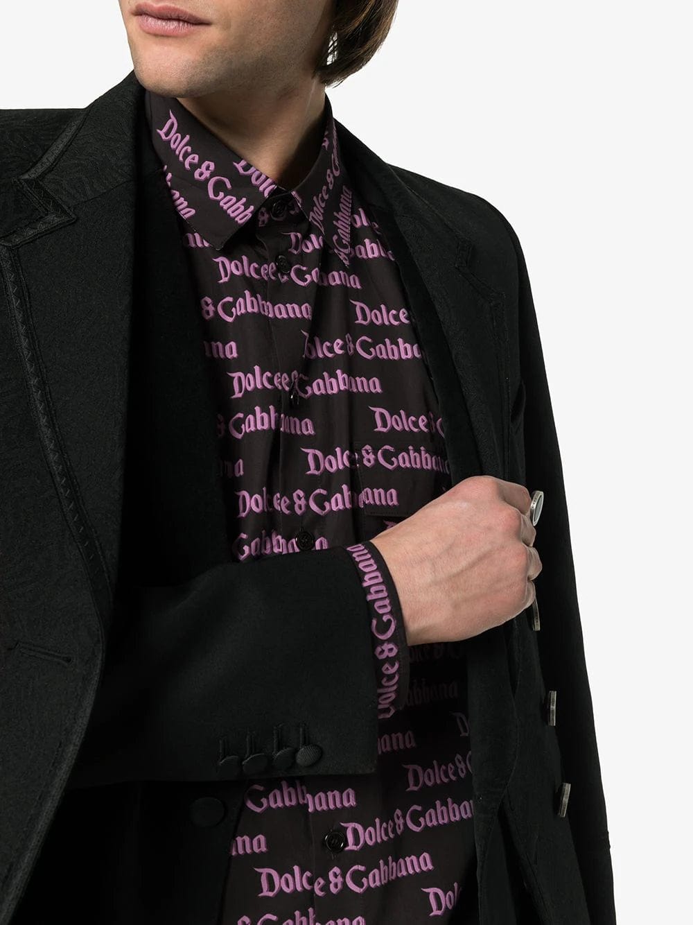 Dolce & Gabbana Contrast Panel Logo-Print Shirt