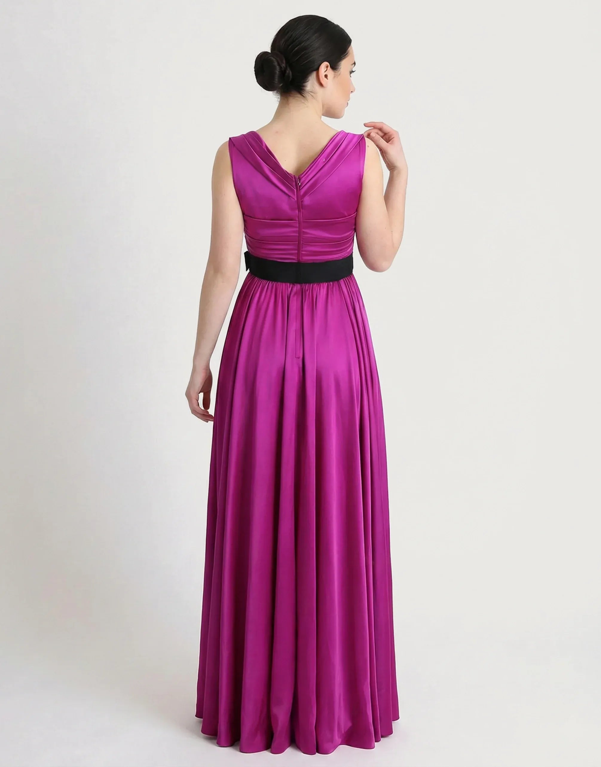Dolce & Gabbana Contrast Ribbon Tie Sleeveless Draped Gown