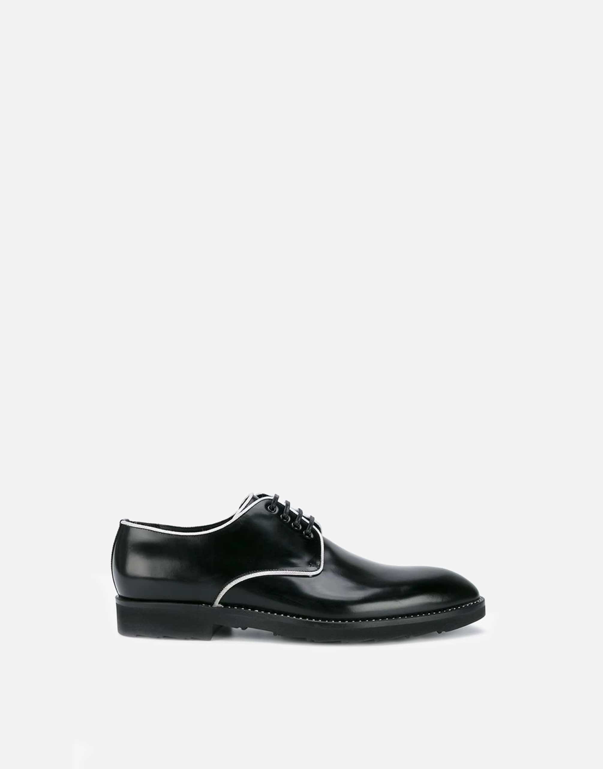 Dolce & Gabbana Contrast-Trimmed Polished-Leather Derby Shoes
