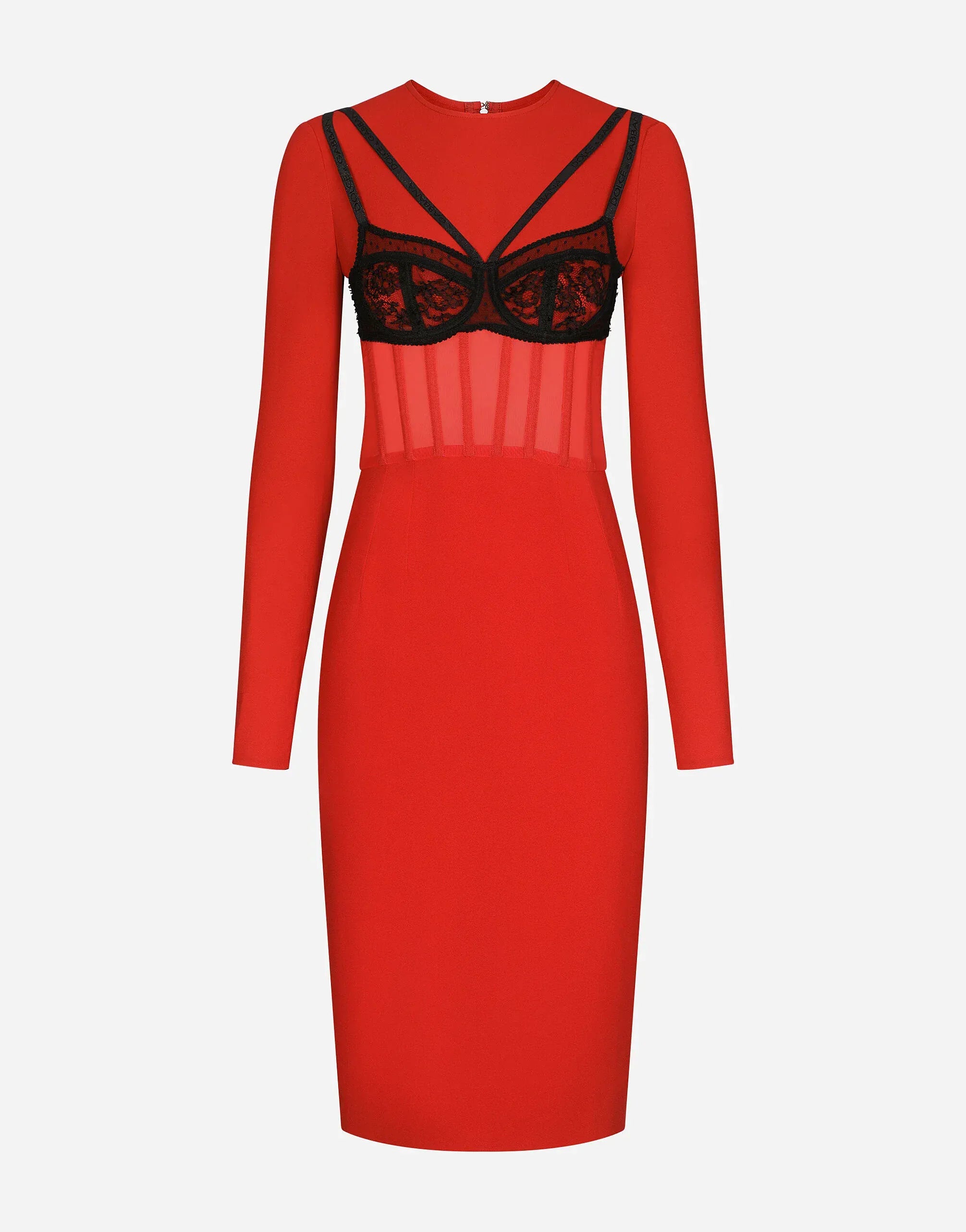 Dolce & Gabbana Contrasting Bra Detail Cady Midi Dress