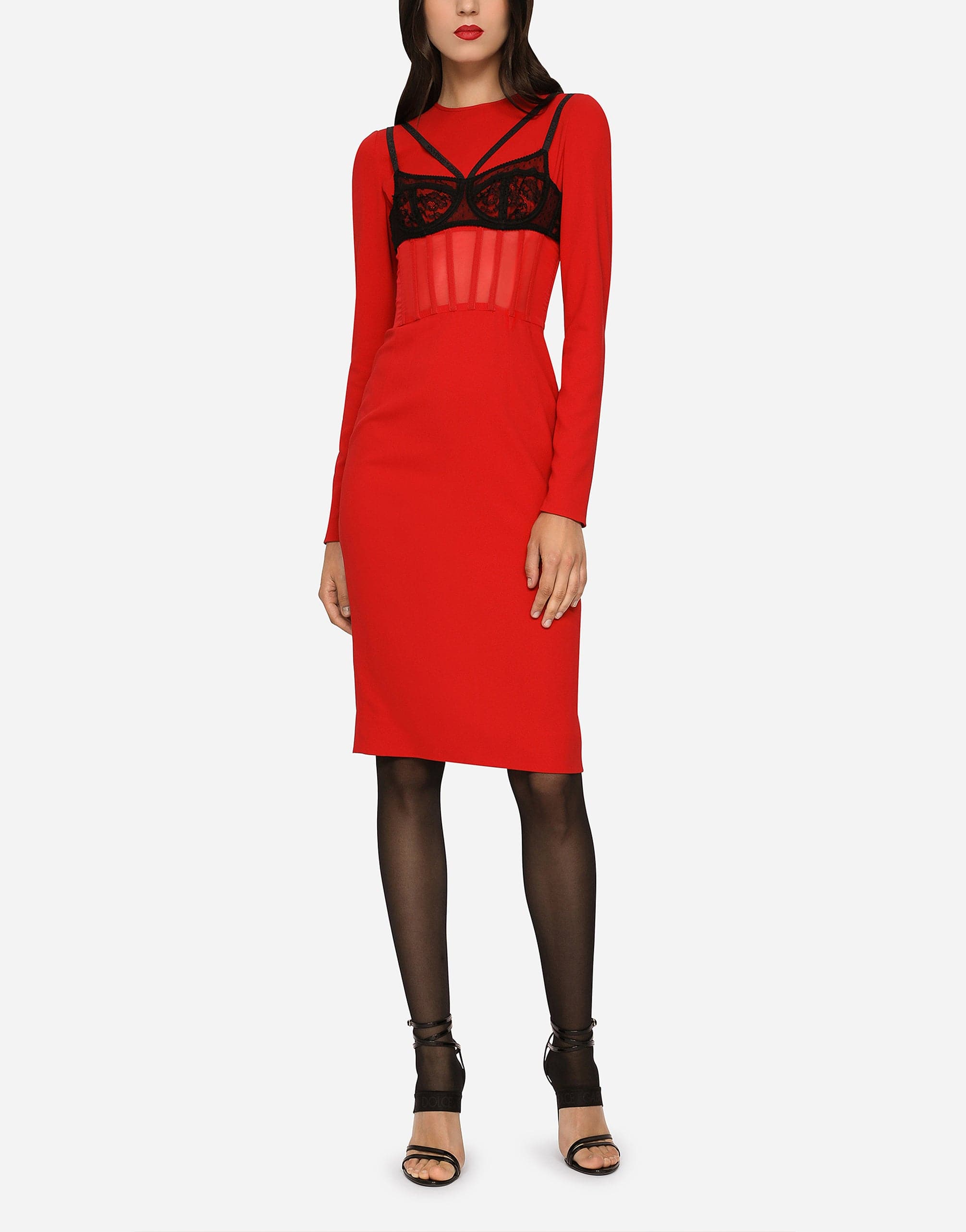 Dolce & Gabbana Contrasting Bra Detail Cady Midi Dress