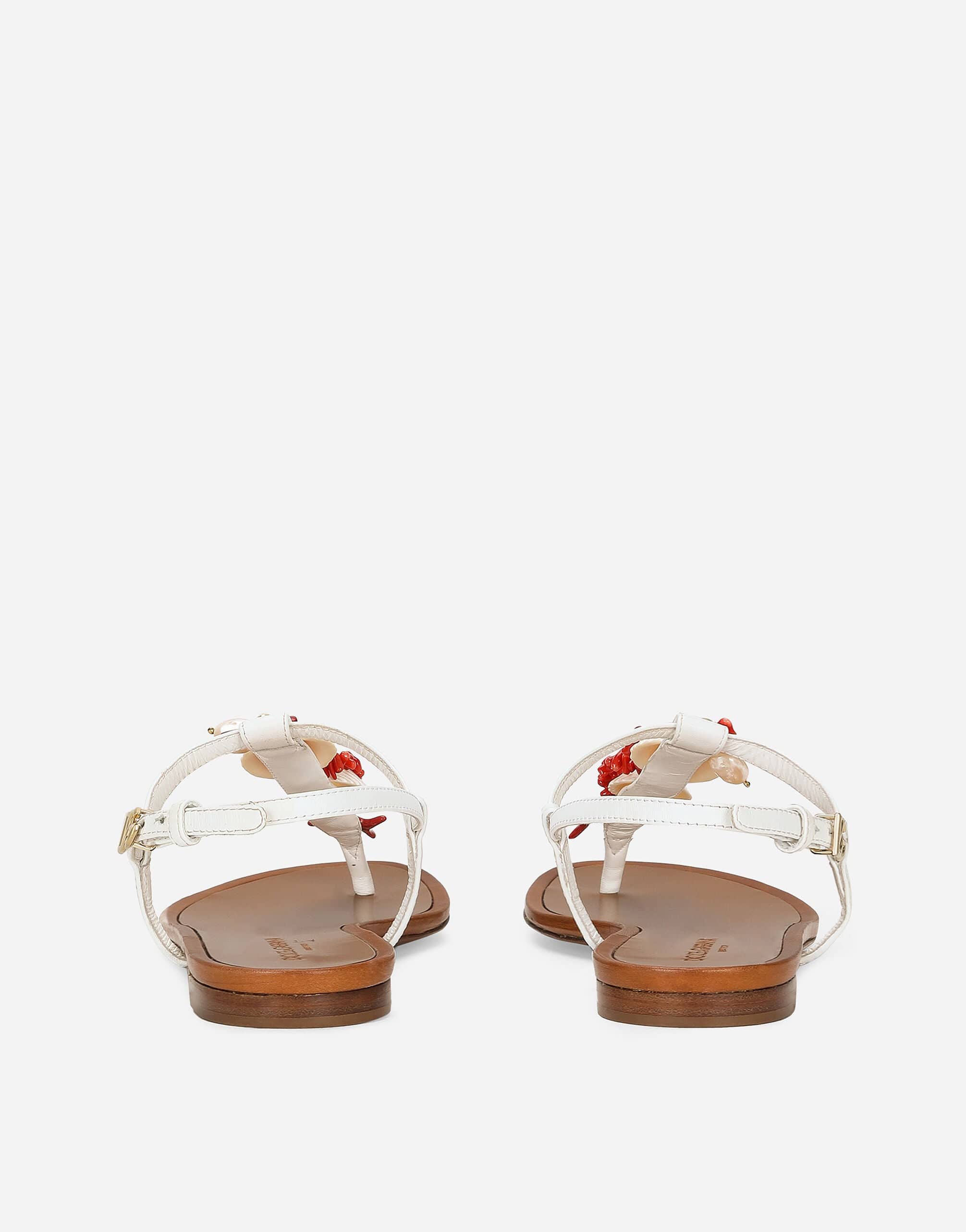 Dolce & Gabbana Coral-Embroidered Sandals