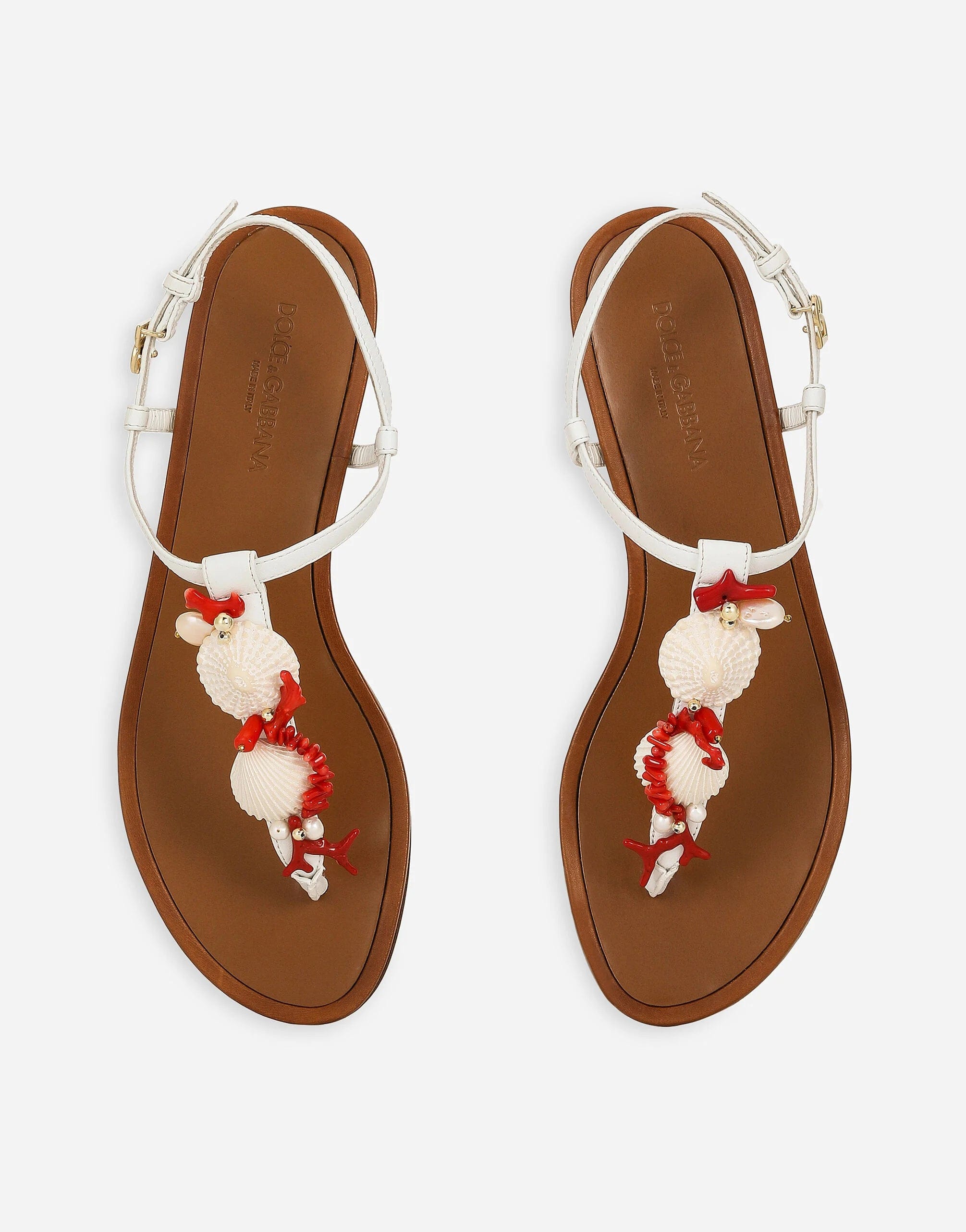 Dolce & Gabbana Coral-Embroidered Sandals