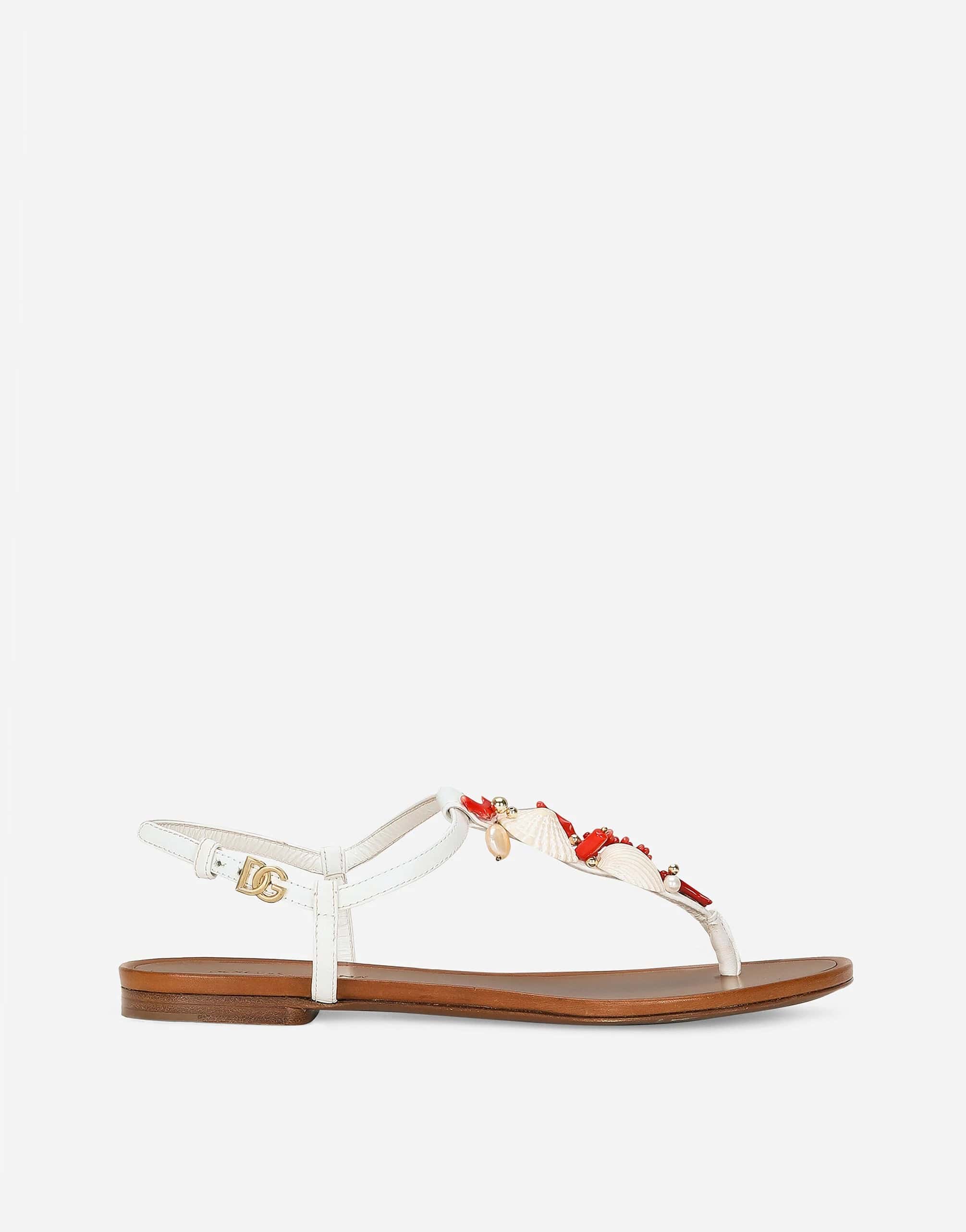 Dolce & Gabbana Coral-Embroidered Sandals