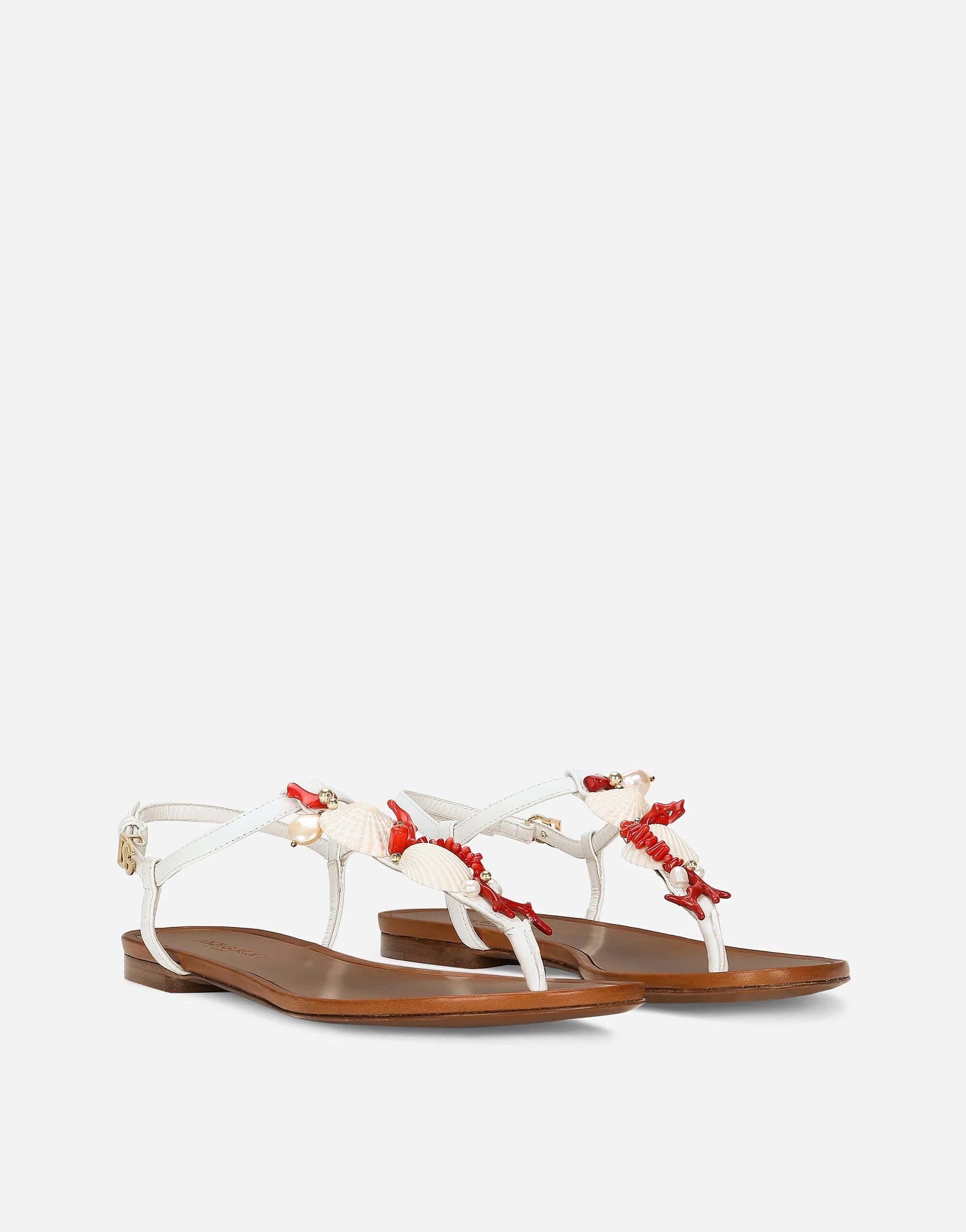 Dolce & Gabbana Coral-Embroidered Sandals