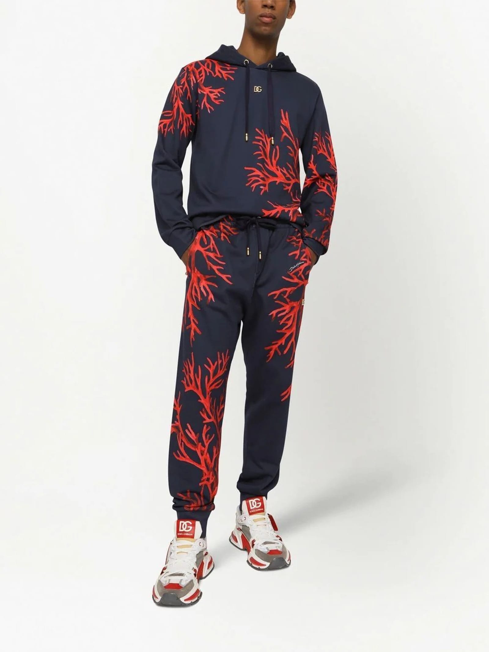 Dolce & Gabbana Coral-Print Jersey Hoodie - alternate view