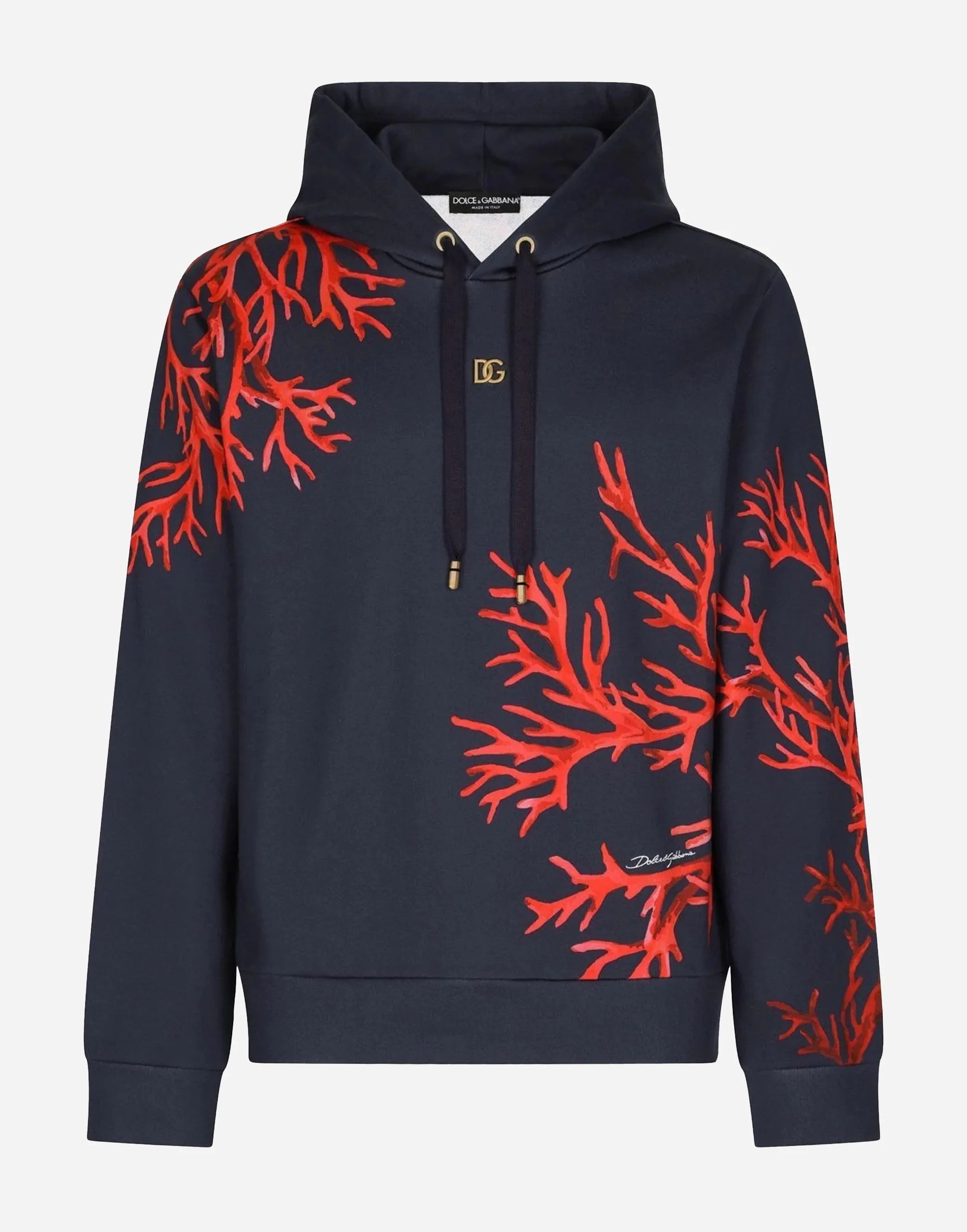 Dolce & Gabbana Dolce & Gabbana Coral-Print Jersey Hoodie
