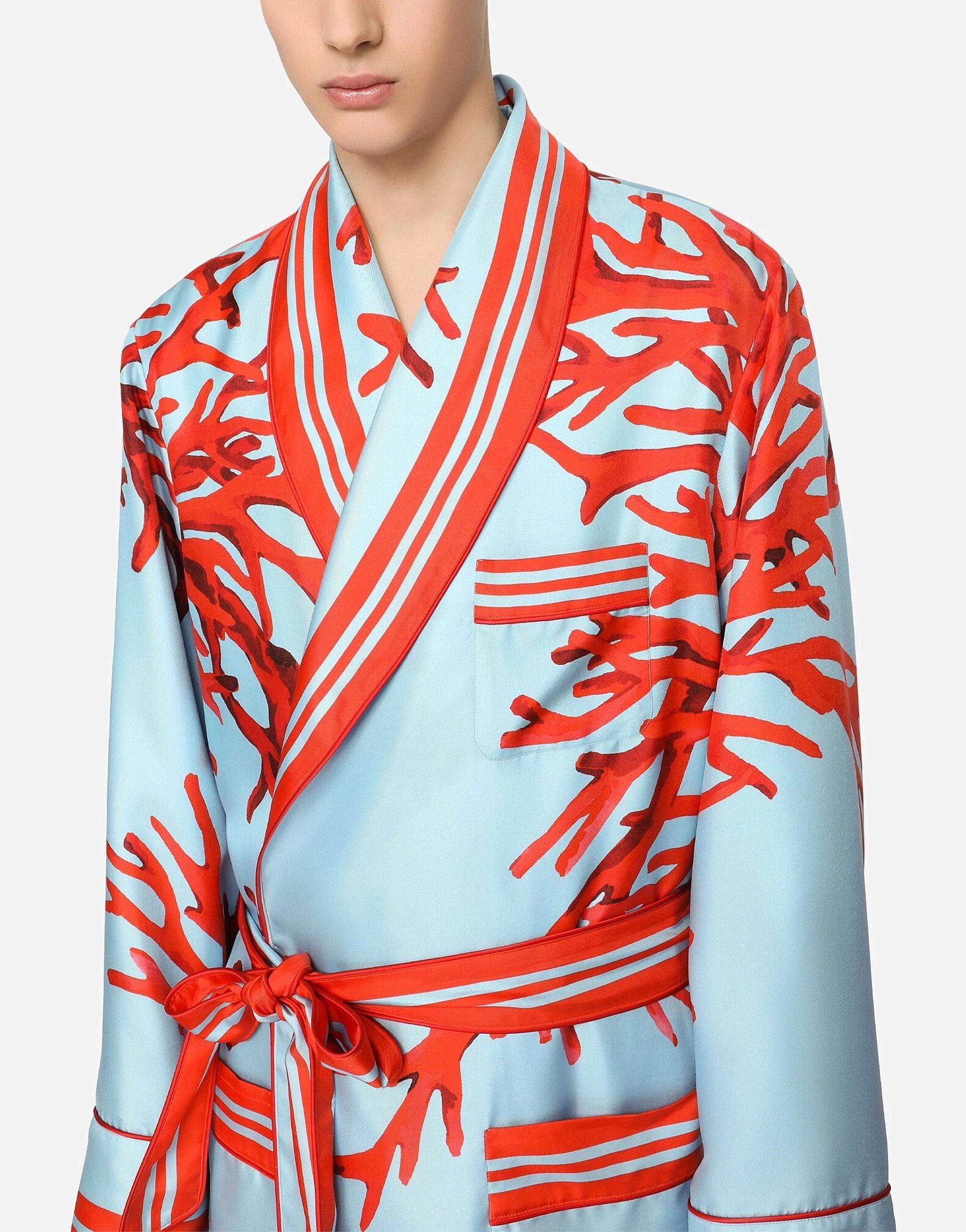Dolce & Gabbana Coral-Print Silk Robe