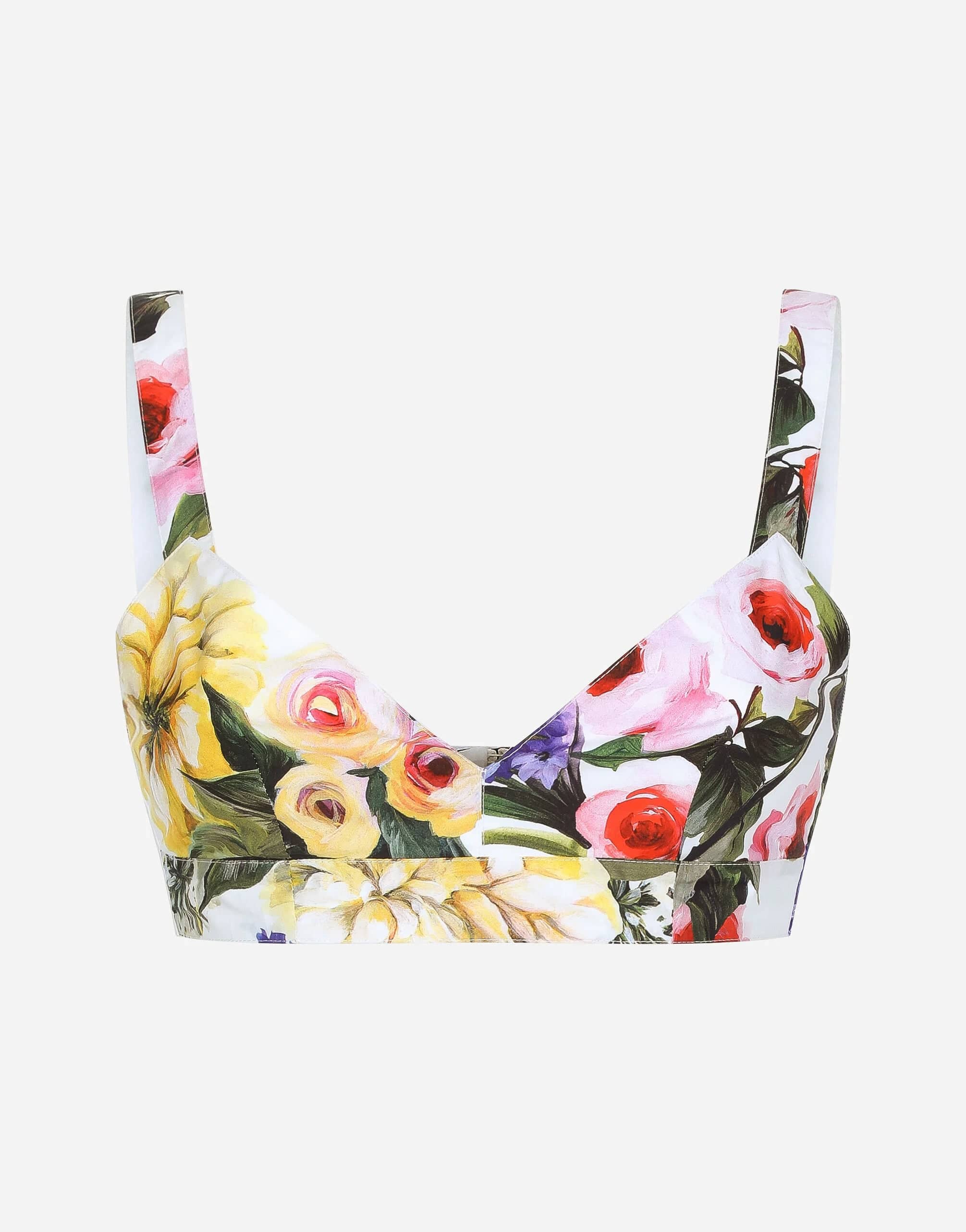 Dolce & Gabbana Cotton Bralette With Garden Print