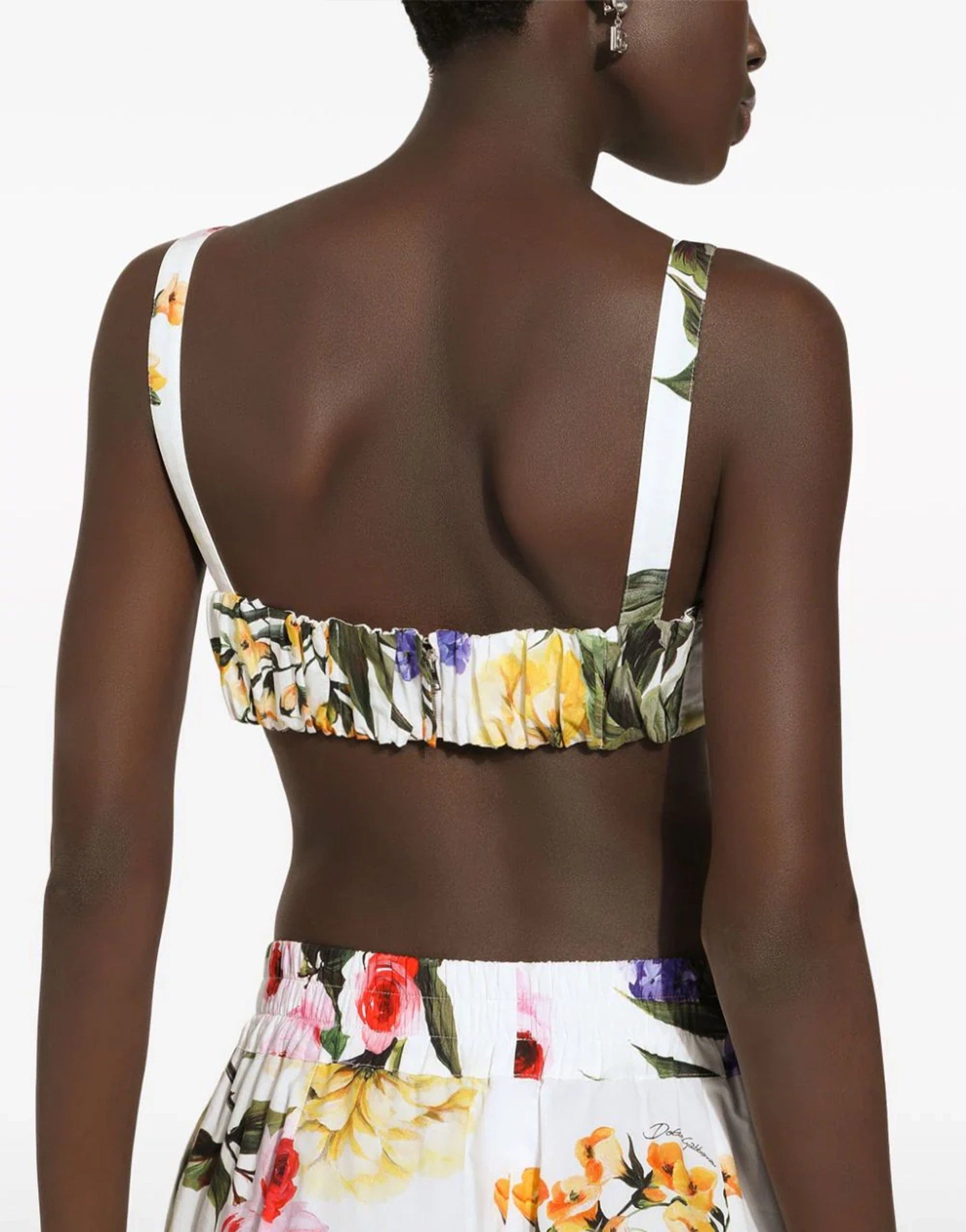 Dolce & Gabbana Cotton Bralette With Garden Print