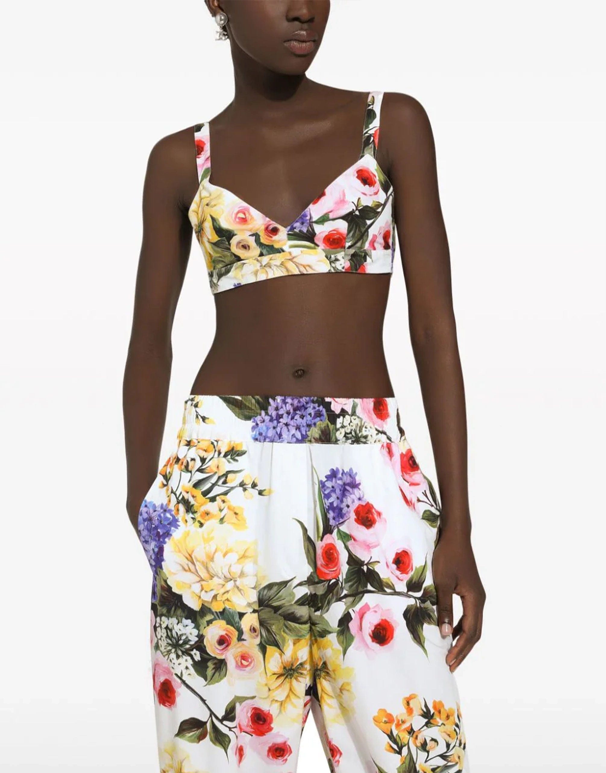 Dolce & Gabbana Cotton Bralette With Garden Print