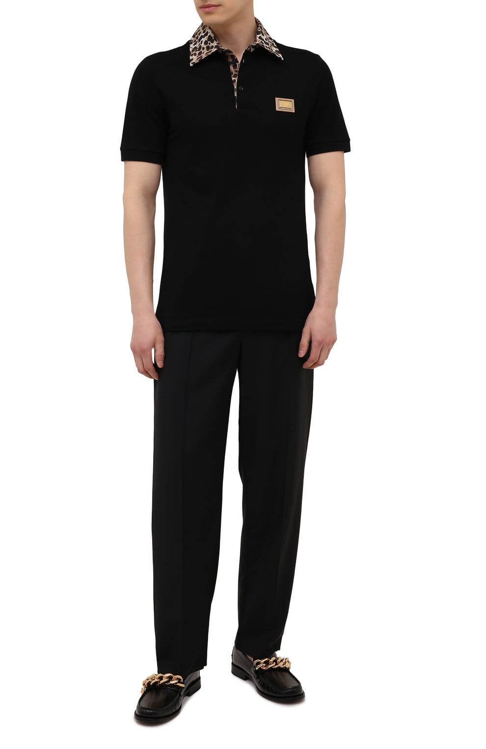 Dolce & Gabbana Cotton Leopard Collar Polo Shirt