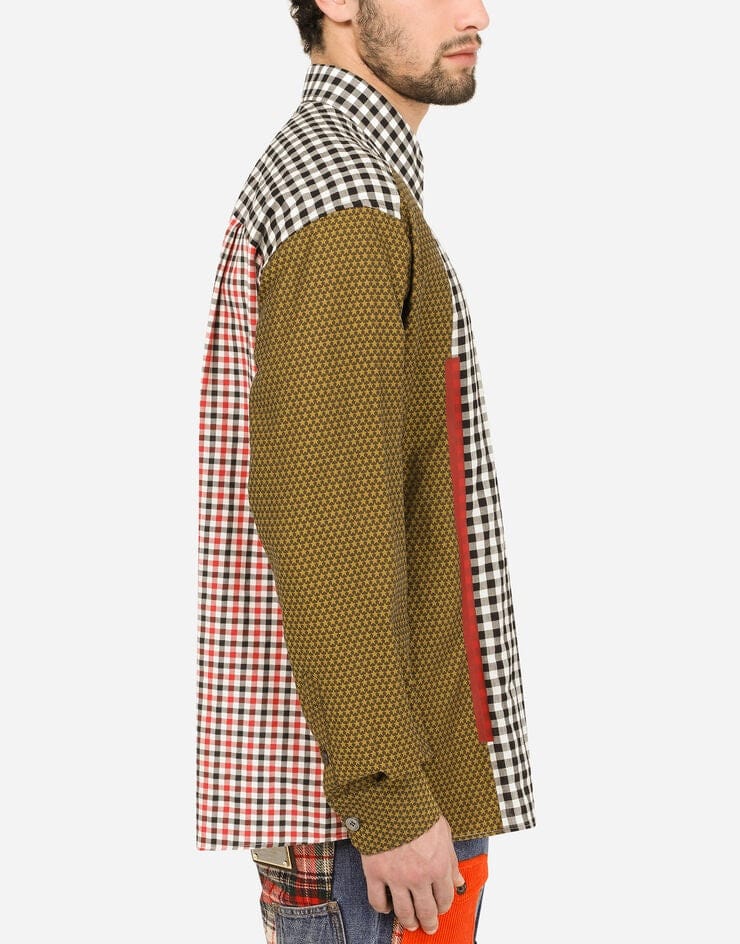 Dolce & Gabbana Cotton-Linen Blend Patchwork Shirt