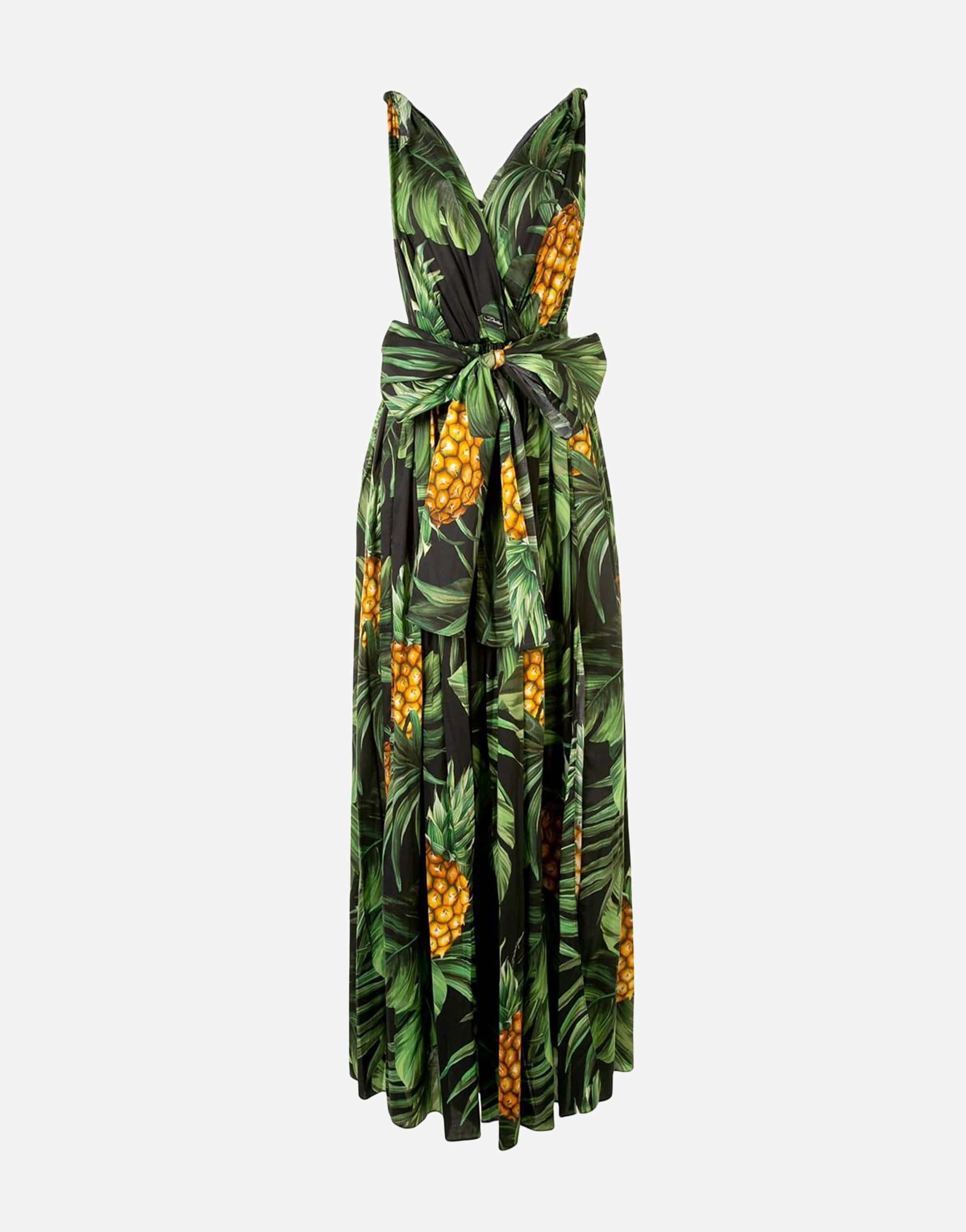 Dolce & Gabbana Cotton Pineapple Print Maxi Dress