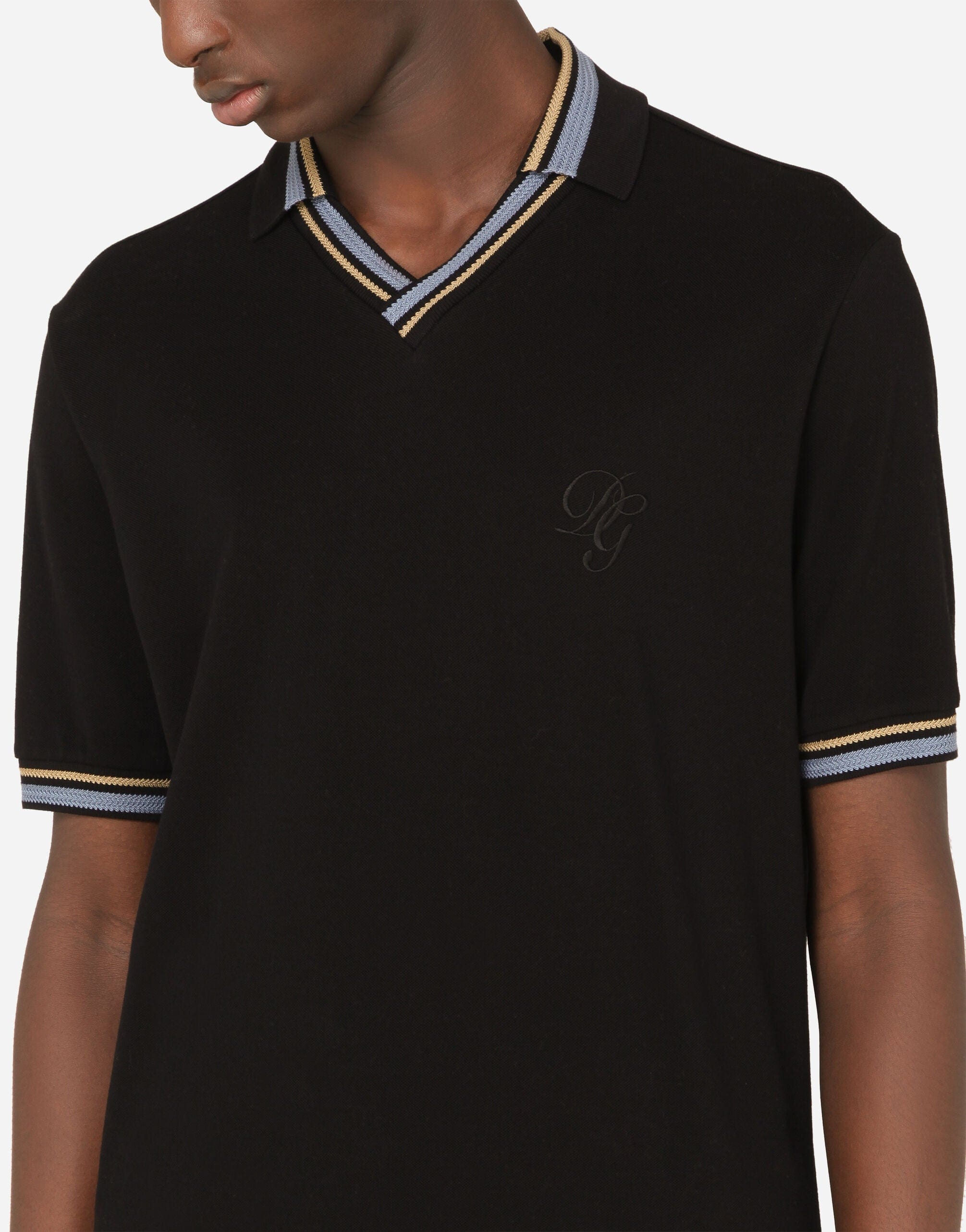 Cotton Polo Shirt With DG Embroidery