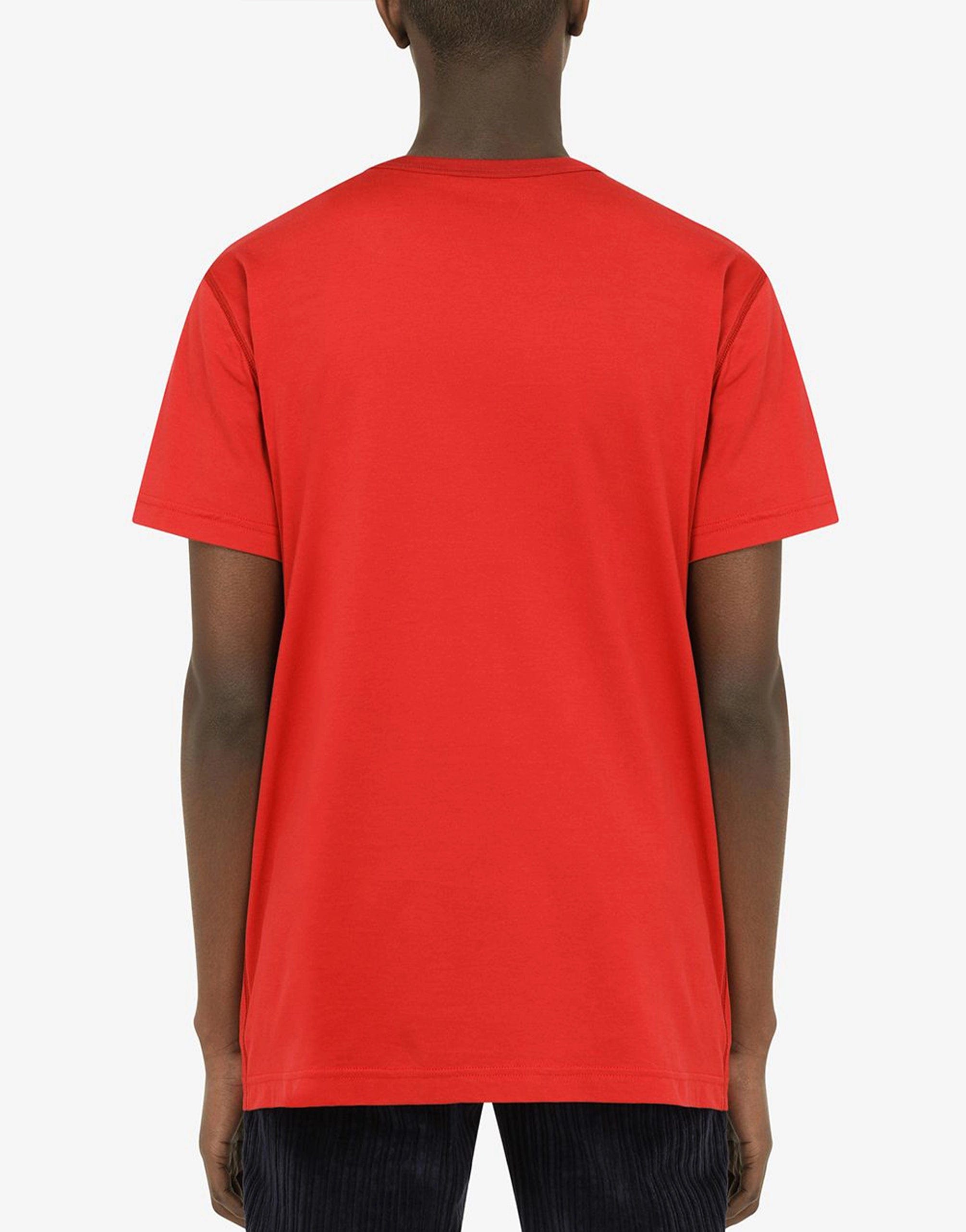 Baumwoll-T-Shirt mit Markenplatte in Rot