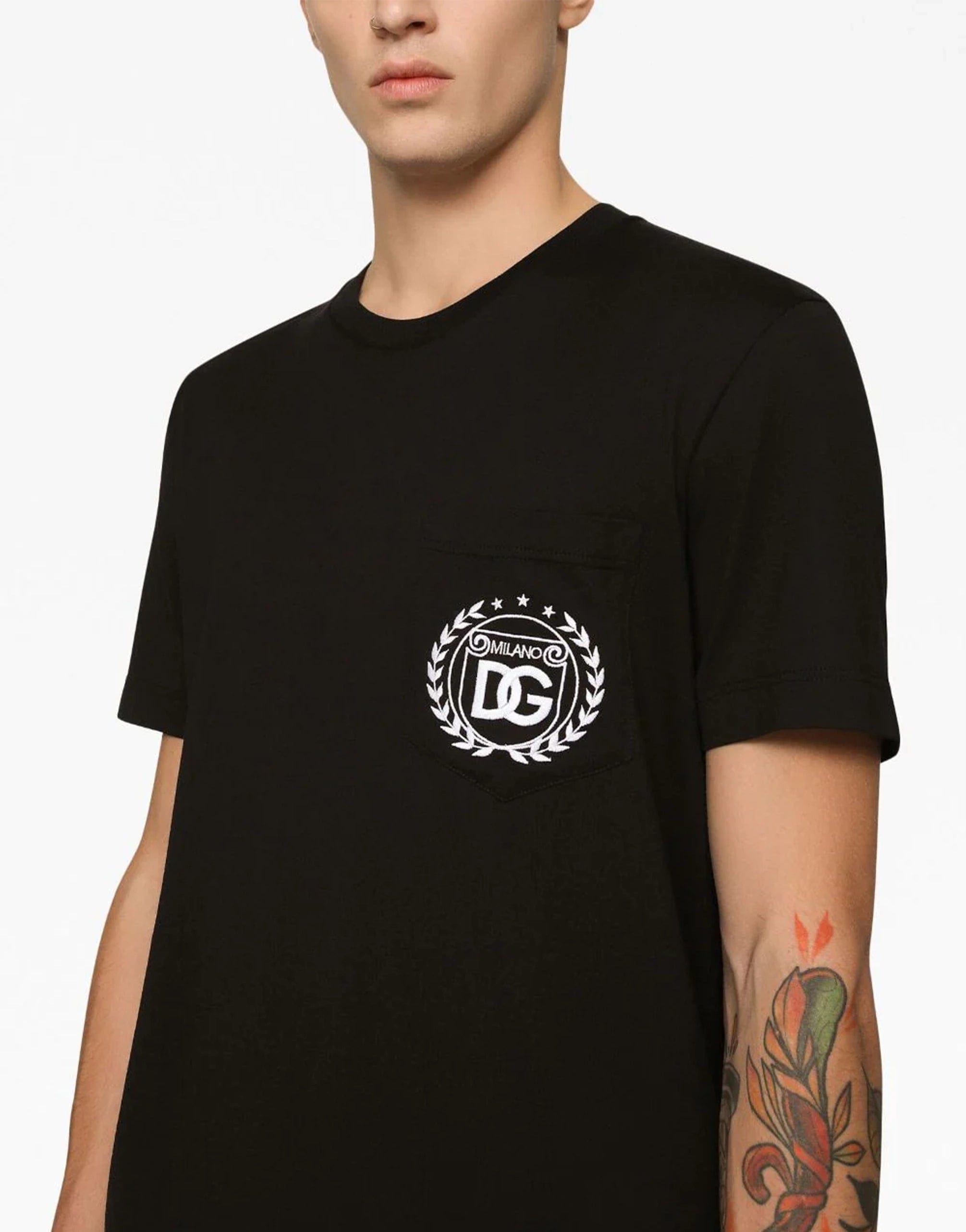 Dolce & Gabbana Cotton T-Shirt With DG Milano Logo Embroidery