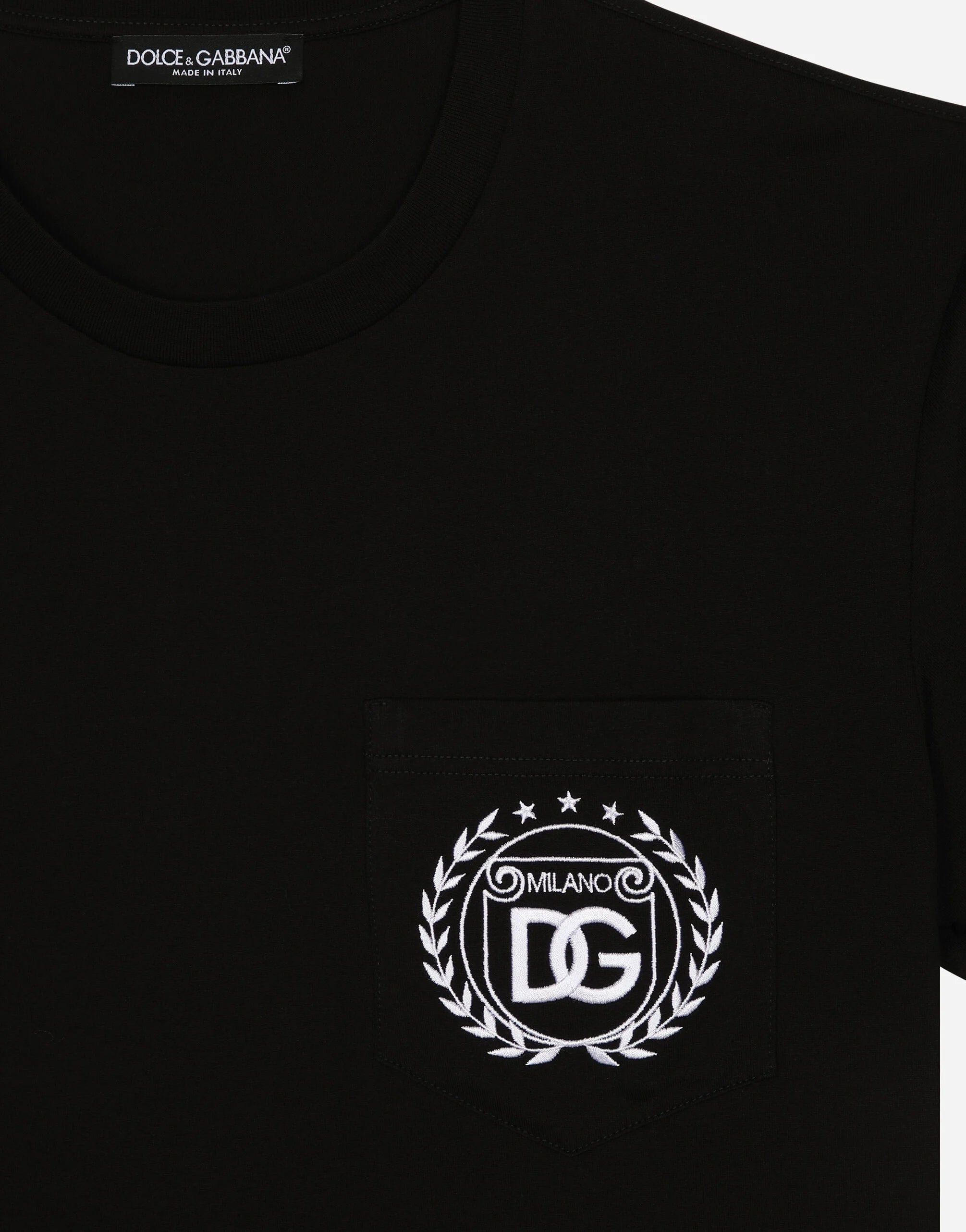 Dolce & Gabbana Cotton T-Shirt With DG Milano Logo Embroidery