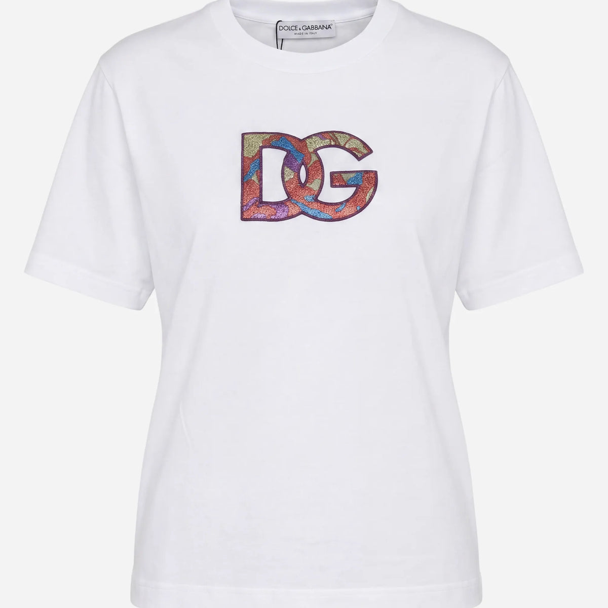 Dolce & Gabbana メタリックDGロゴ付きコットンTシャツ | Sendegaro JP