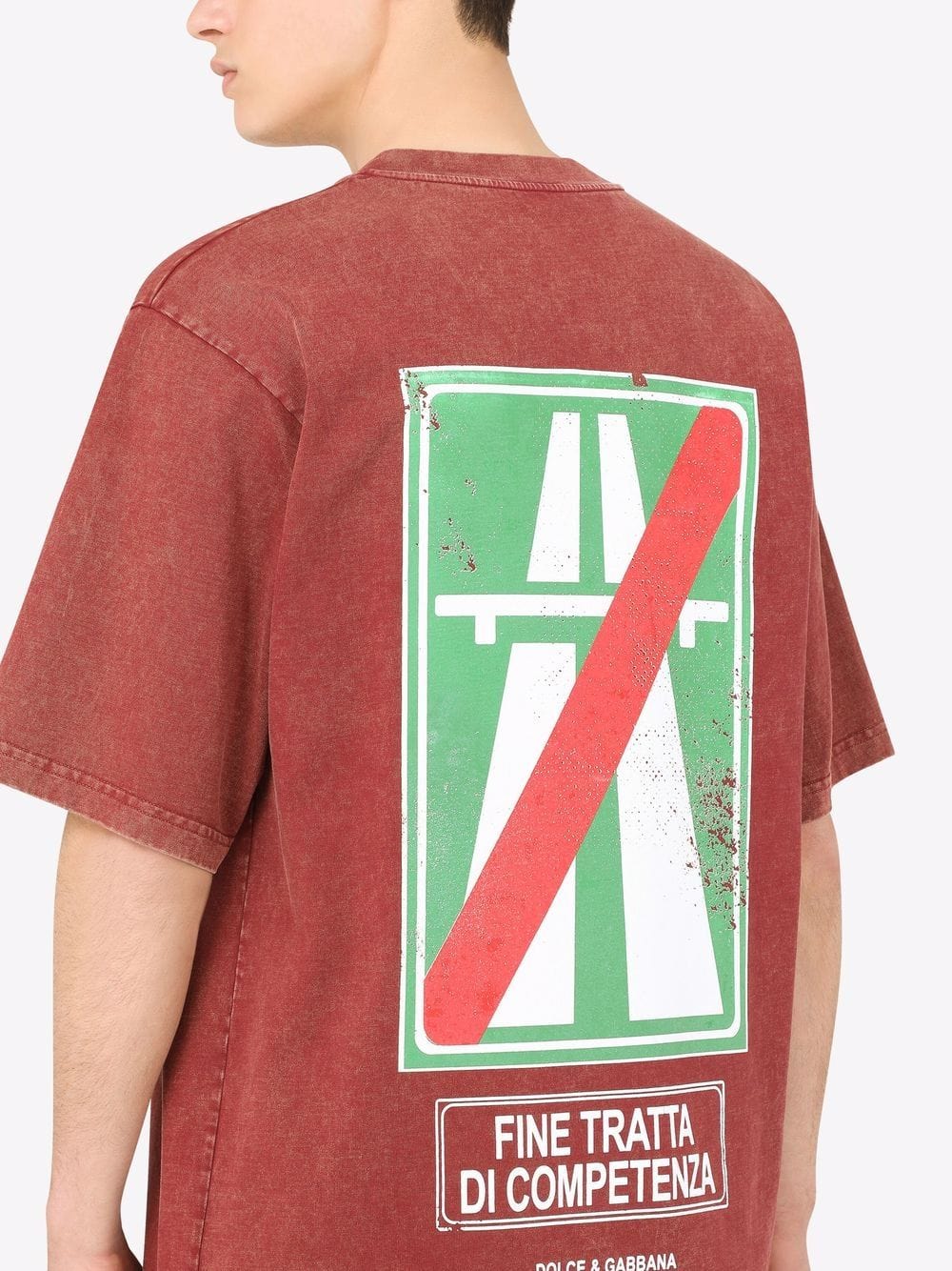 Dolce & Gabbana Cotton T-Shirt With Road-Sign Print