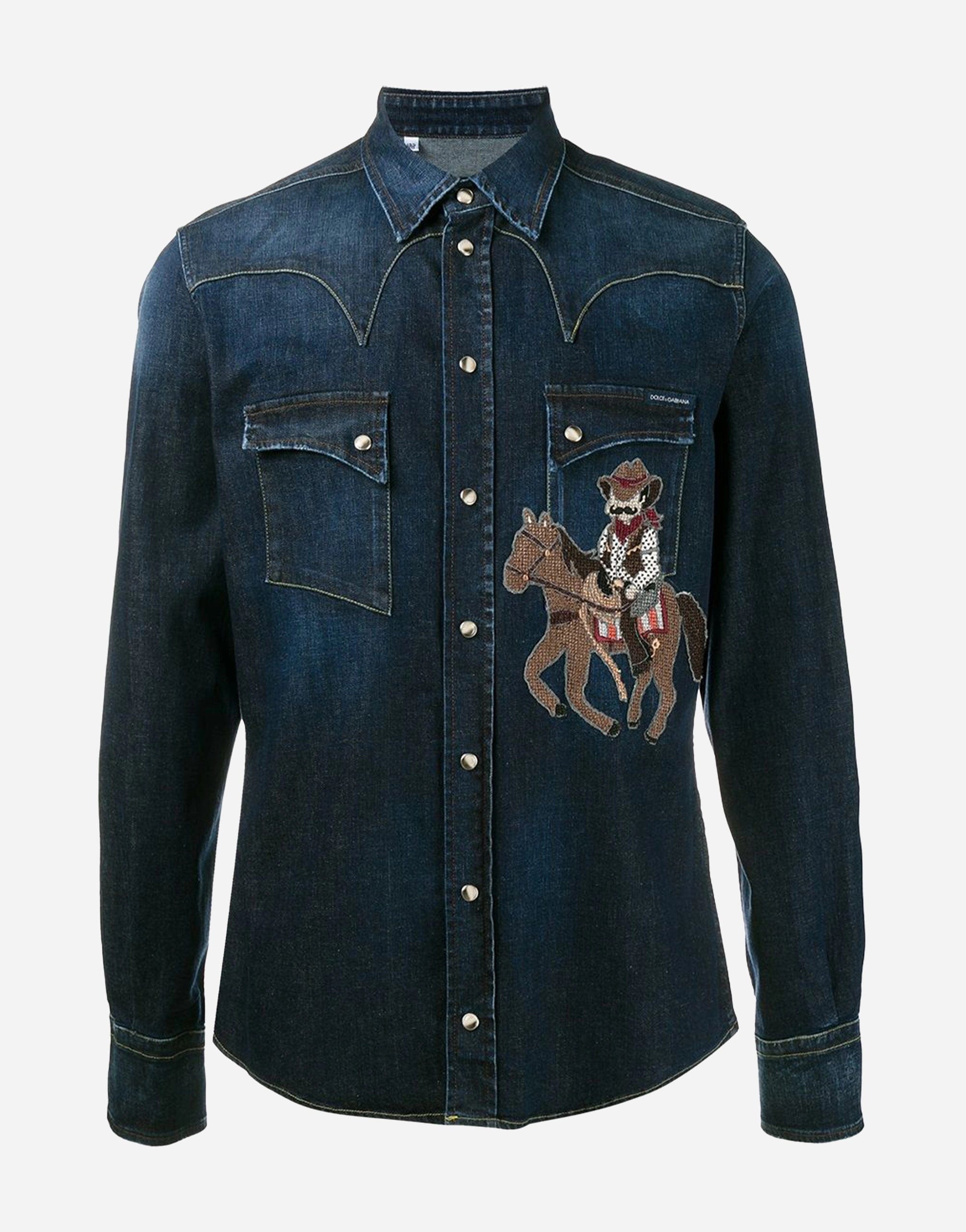 Dolce & Gabbana Cowboy Patch Western Denim Shirt