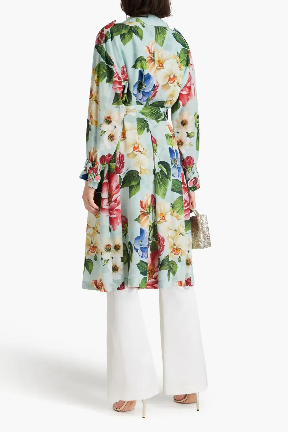 Dolce & Gabbana Crepe De Chine Flower Print Coat
