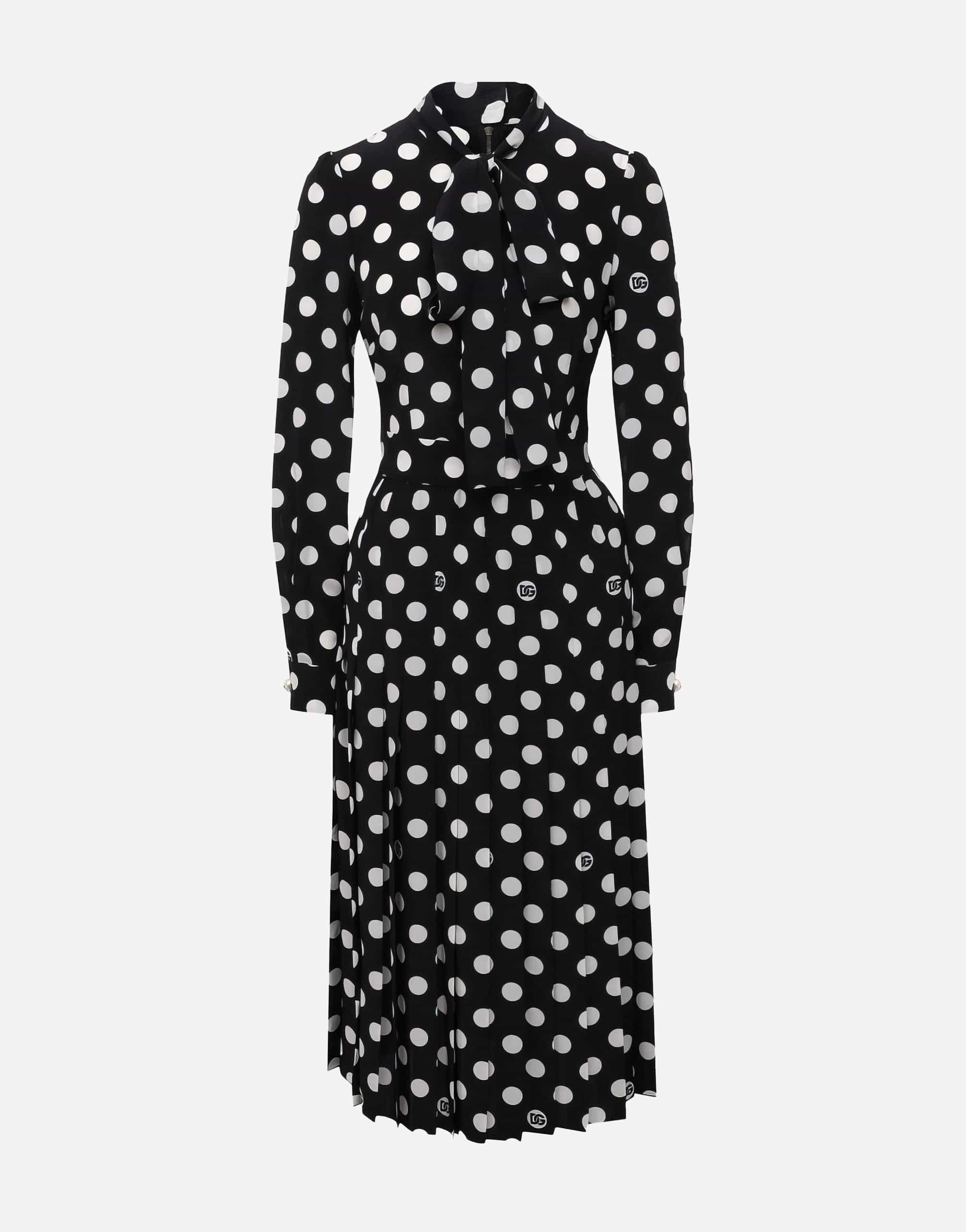 Dolce & Gabbana Crepe De Chine Midi Dress With Polka-Dot Print