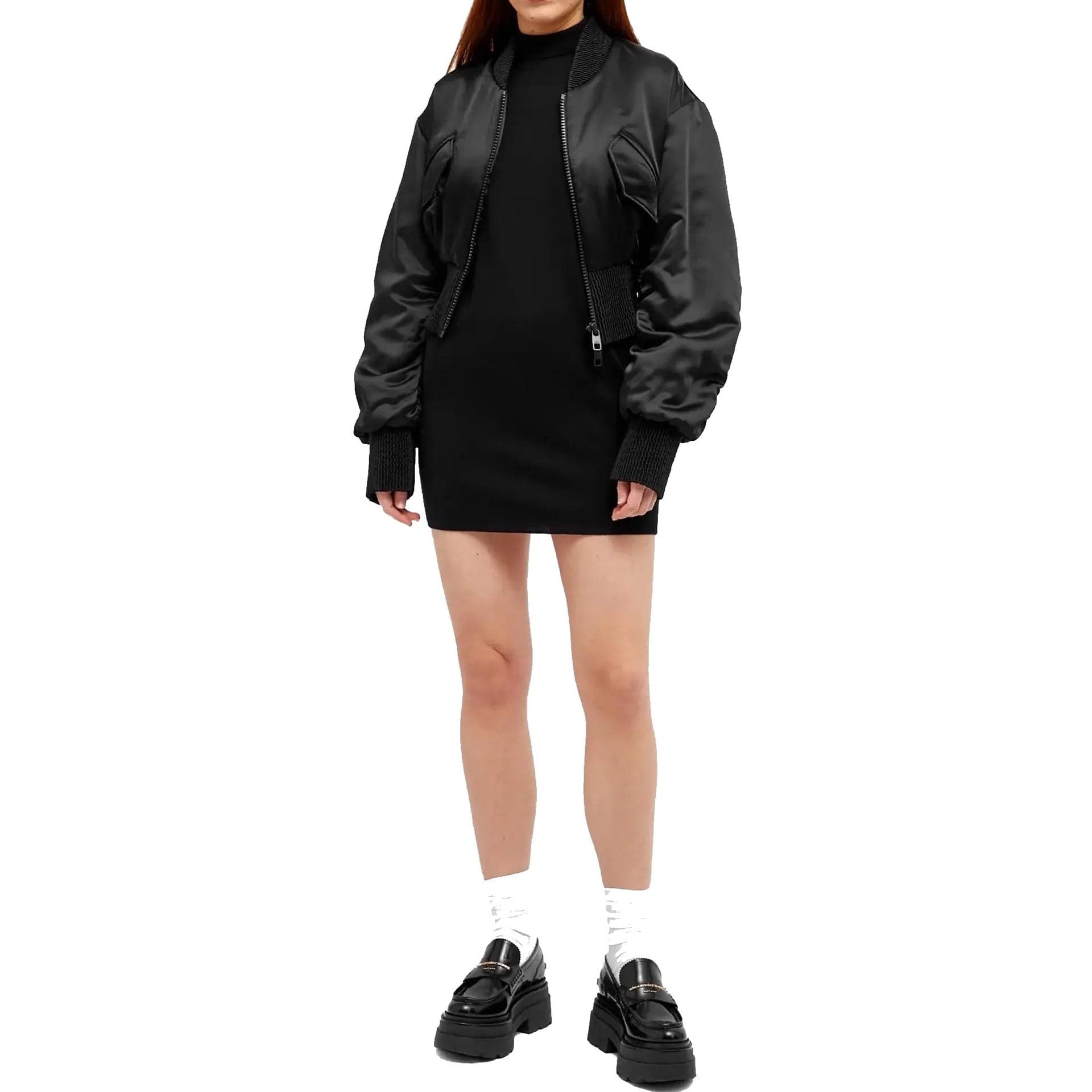 Jaqueta bomber cropped com logo dourado - alternate view