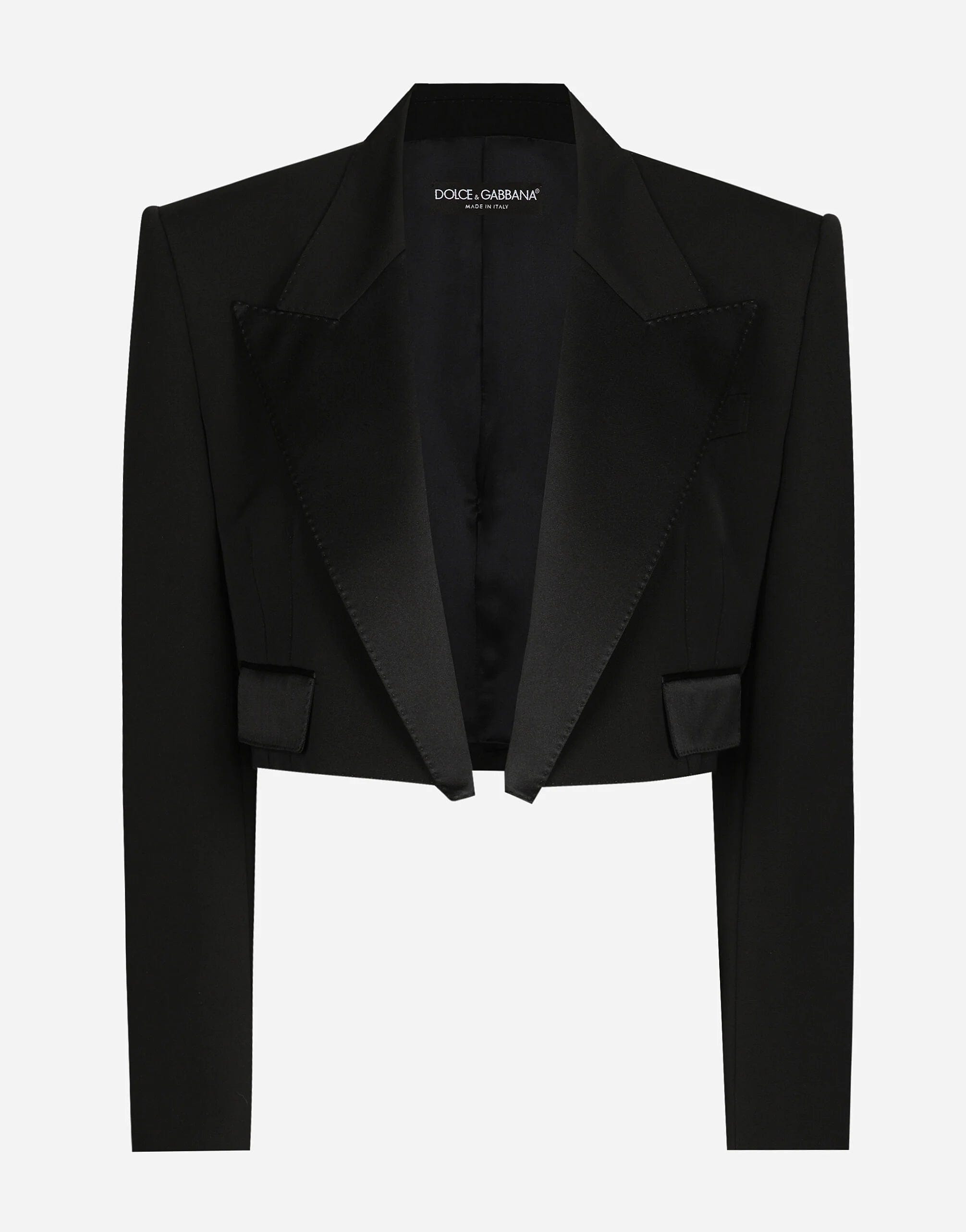 Dolce & Gabbana Cropped Gabardine Tuxedo Jacket