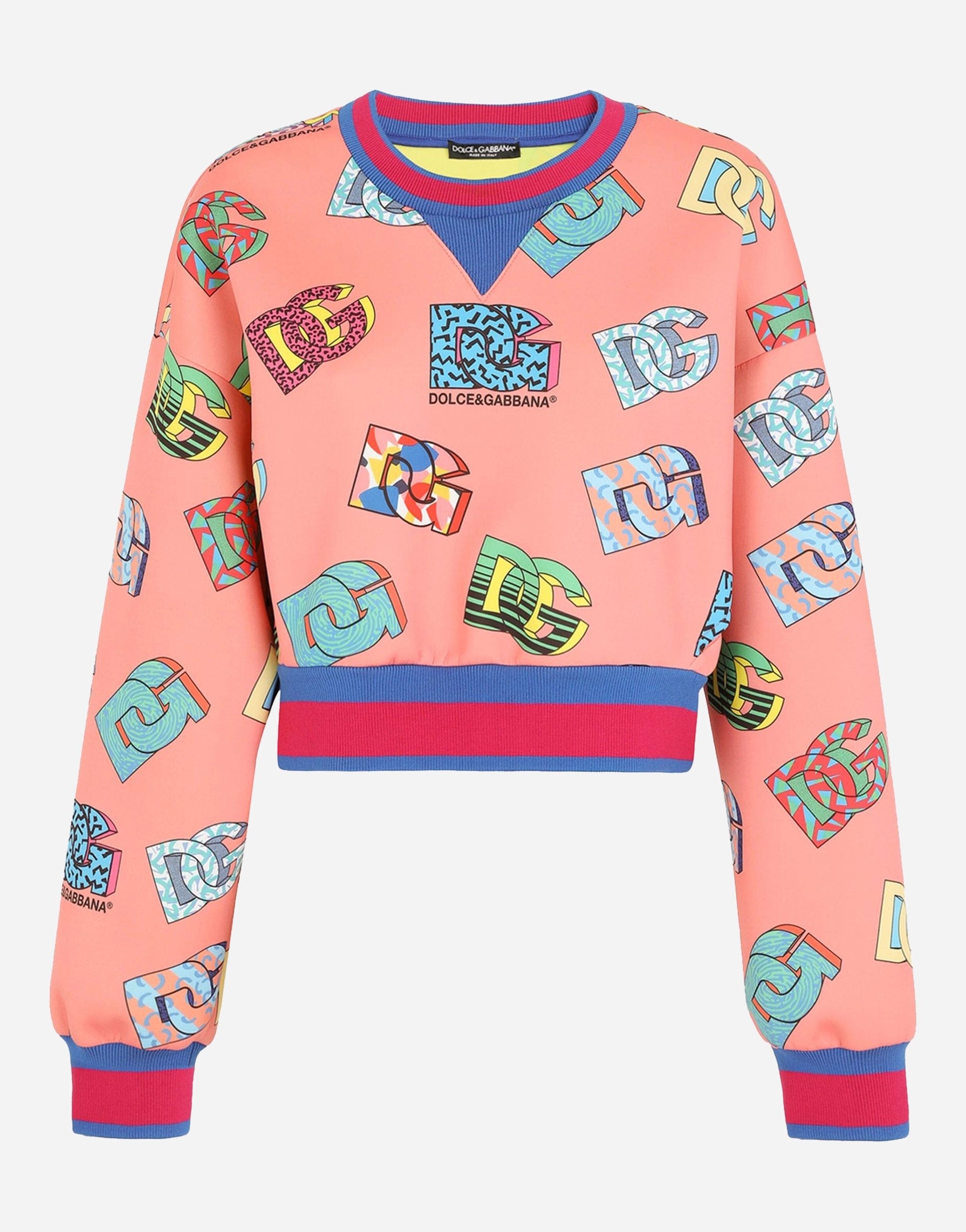 Dolce & Gabbana Cropped Jersey Sweatshirt With DG Logo Print