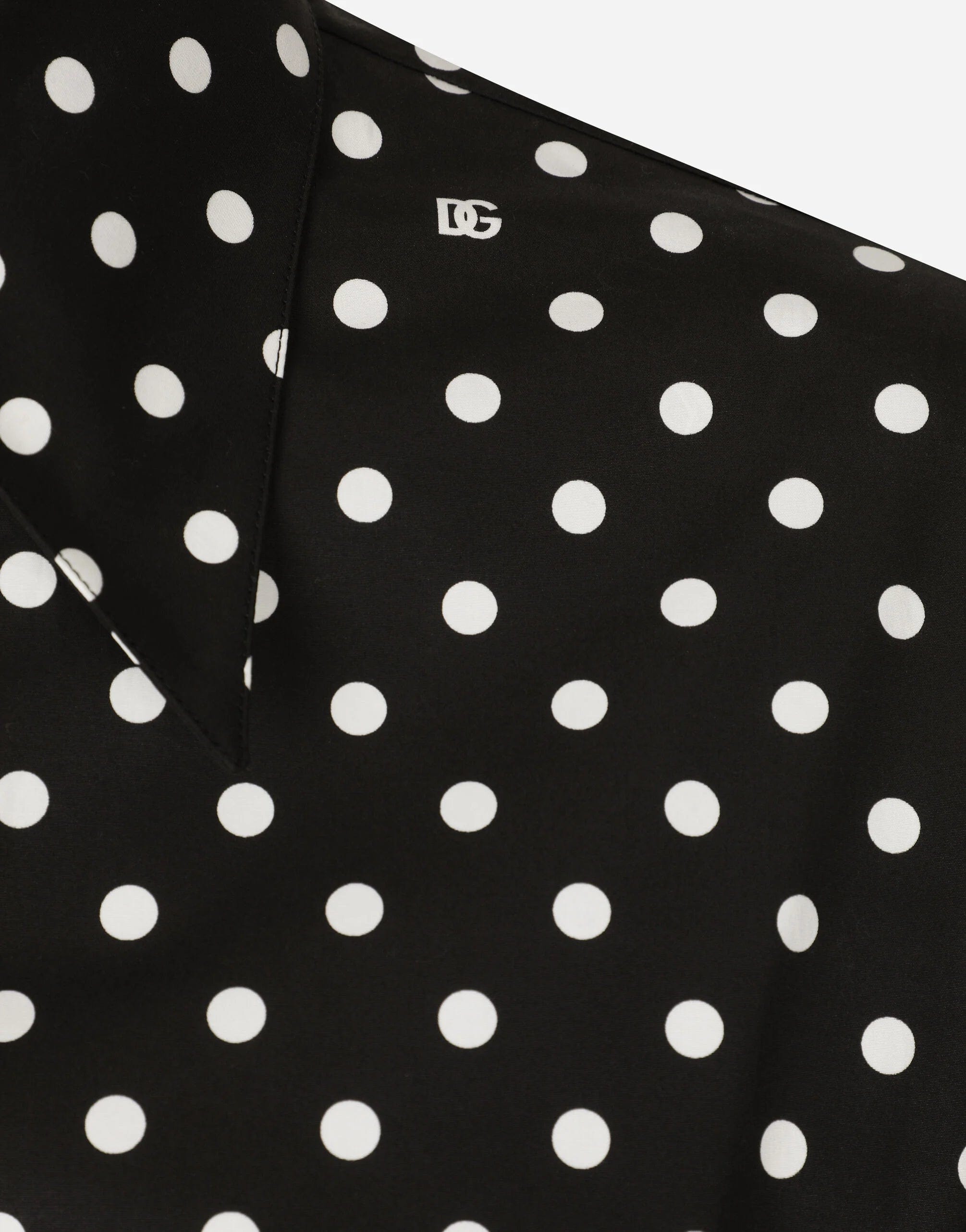 Dolce & Gabbana Cropped Polka-Dot Print Poplin Shirt