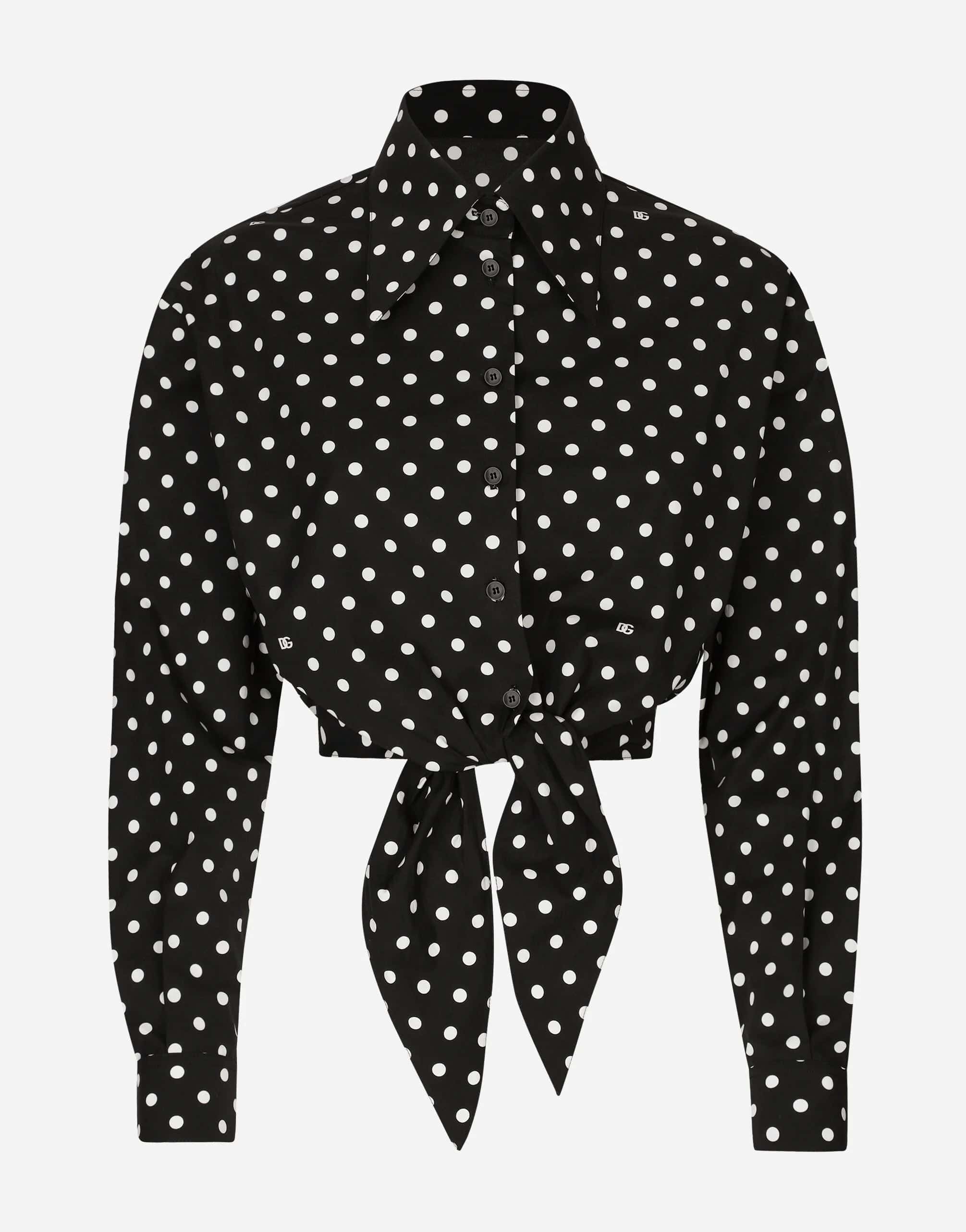 Dolce & Gabbana Cropped Polka-Dot Print Poplin Shirt