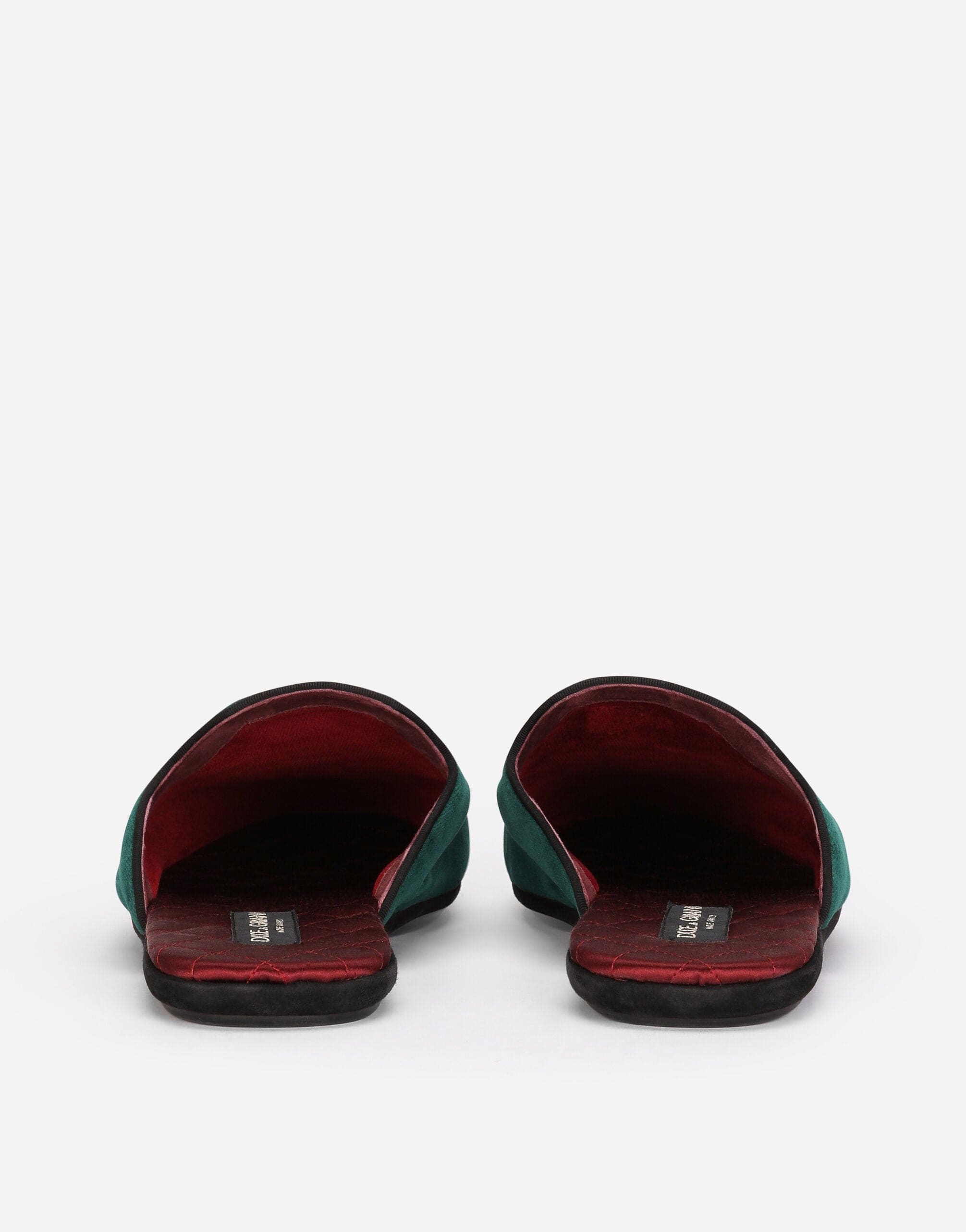 Dolce & Gabbana Cross Embroidery Velvet Slippers