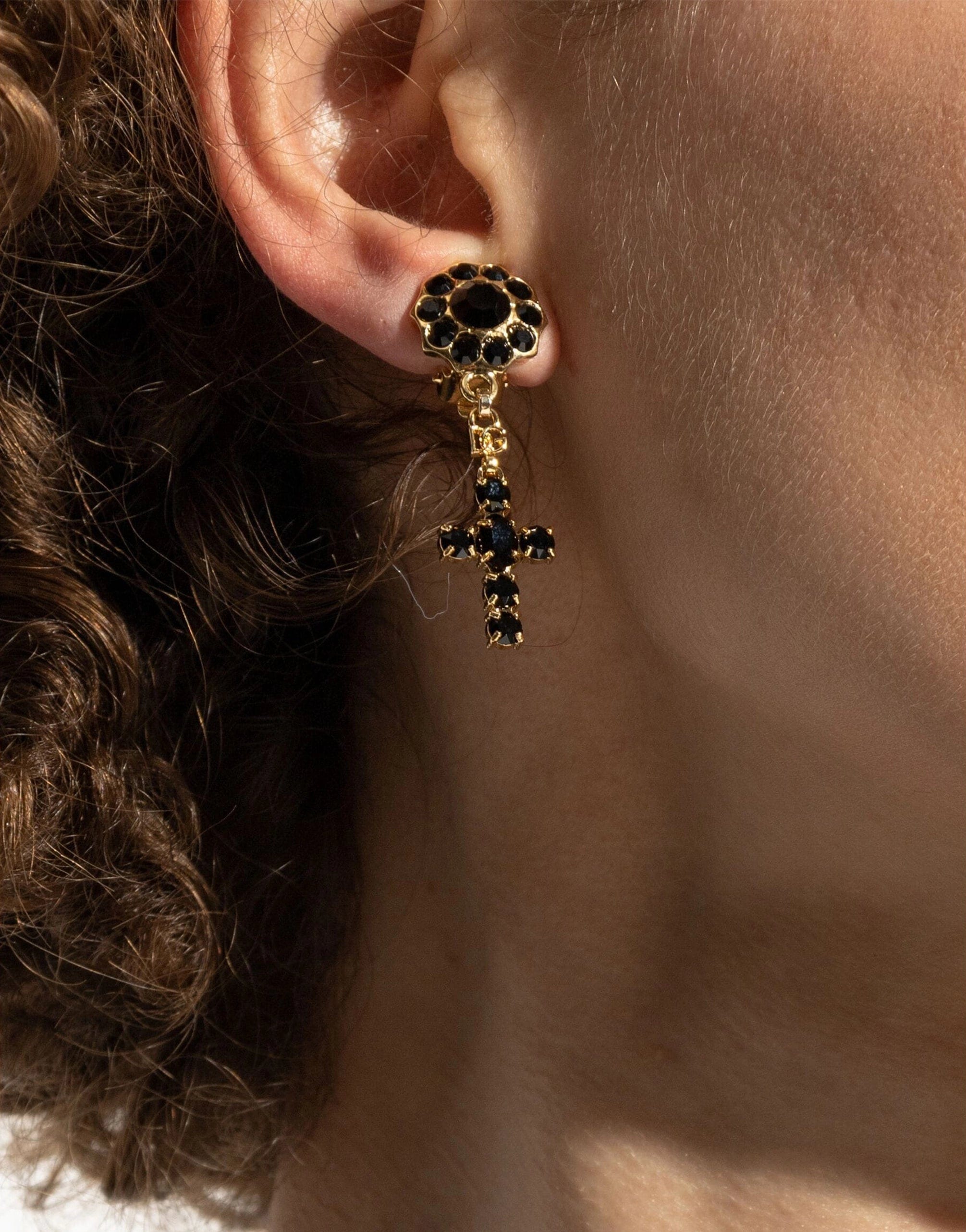 Dolce & Gabbana Cross-Pendant Drop Earrings