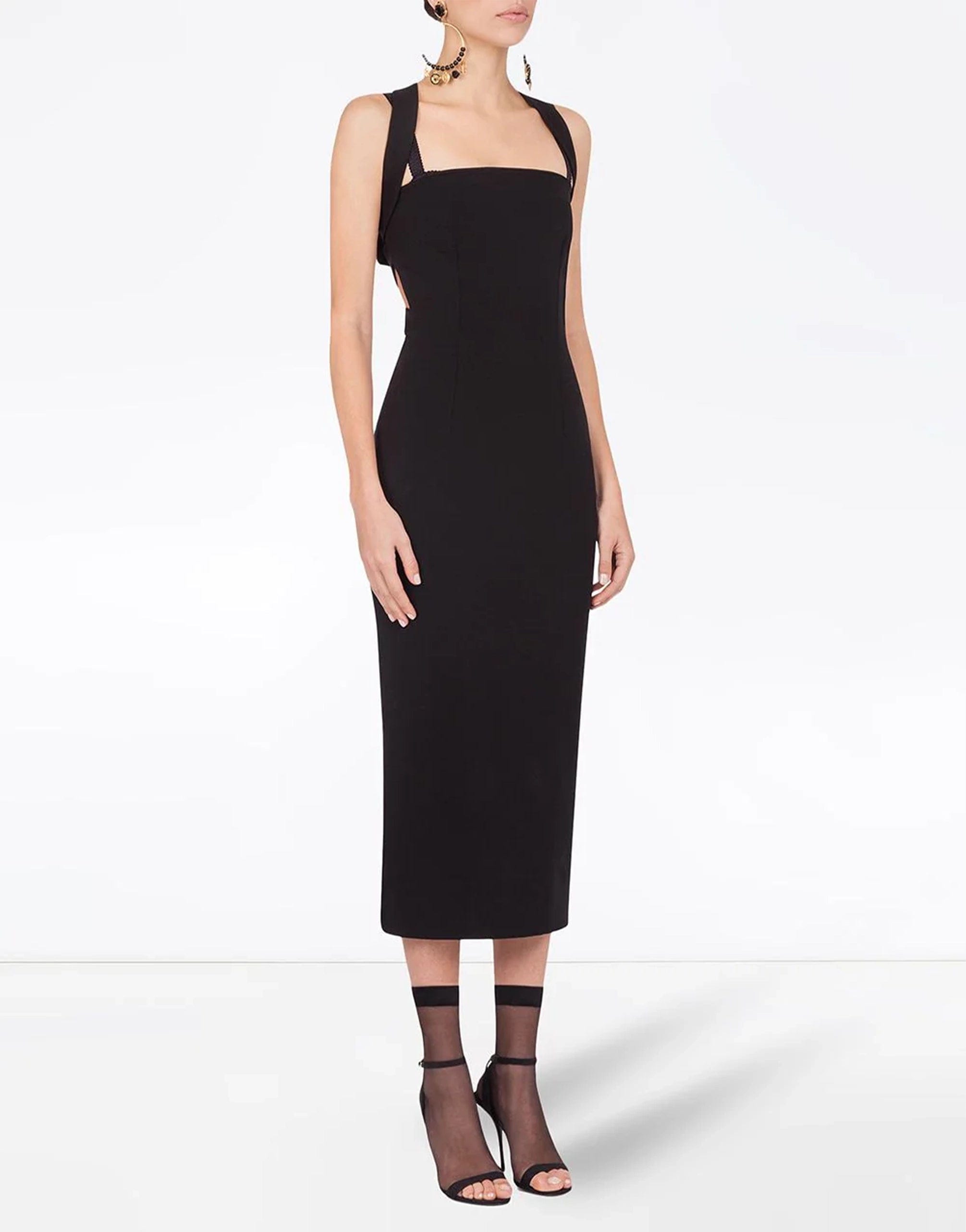 Dolce & Gabbana Crossover-Back Jersey Midi Dress