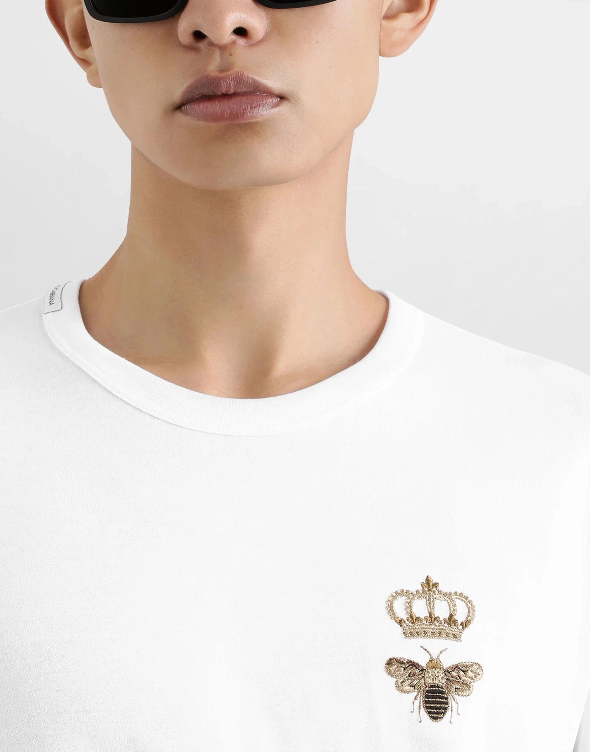 Dolce & Gabbana Crown-Bee Lurex Embroidery T-Shirt Dolce & Gabbana Crown-Bee Lurex Embroidery T-Shirt