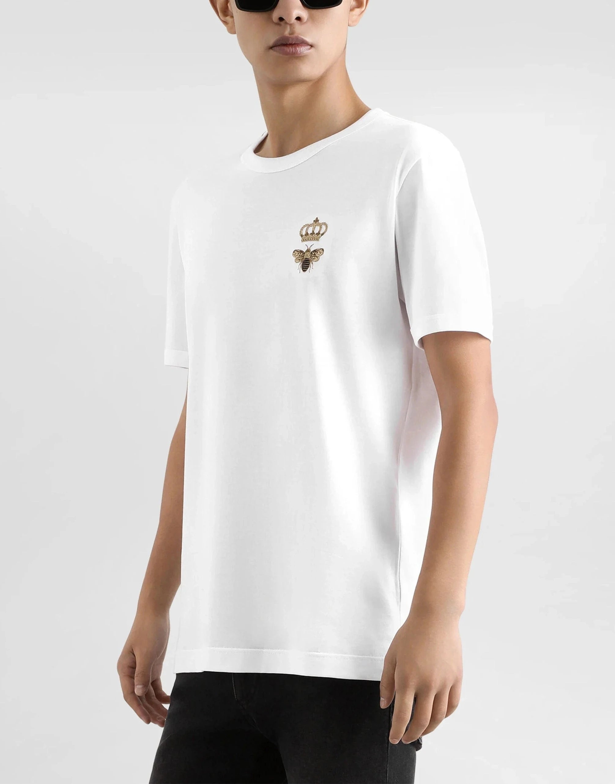 Dolce & Gabbana Crown-Bee Lurex Embroidery T-Shirt Dolce & Gabbana Crown-Bee Lurex Embroidery T-Shirt