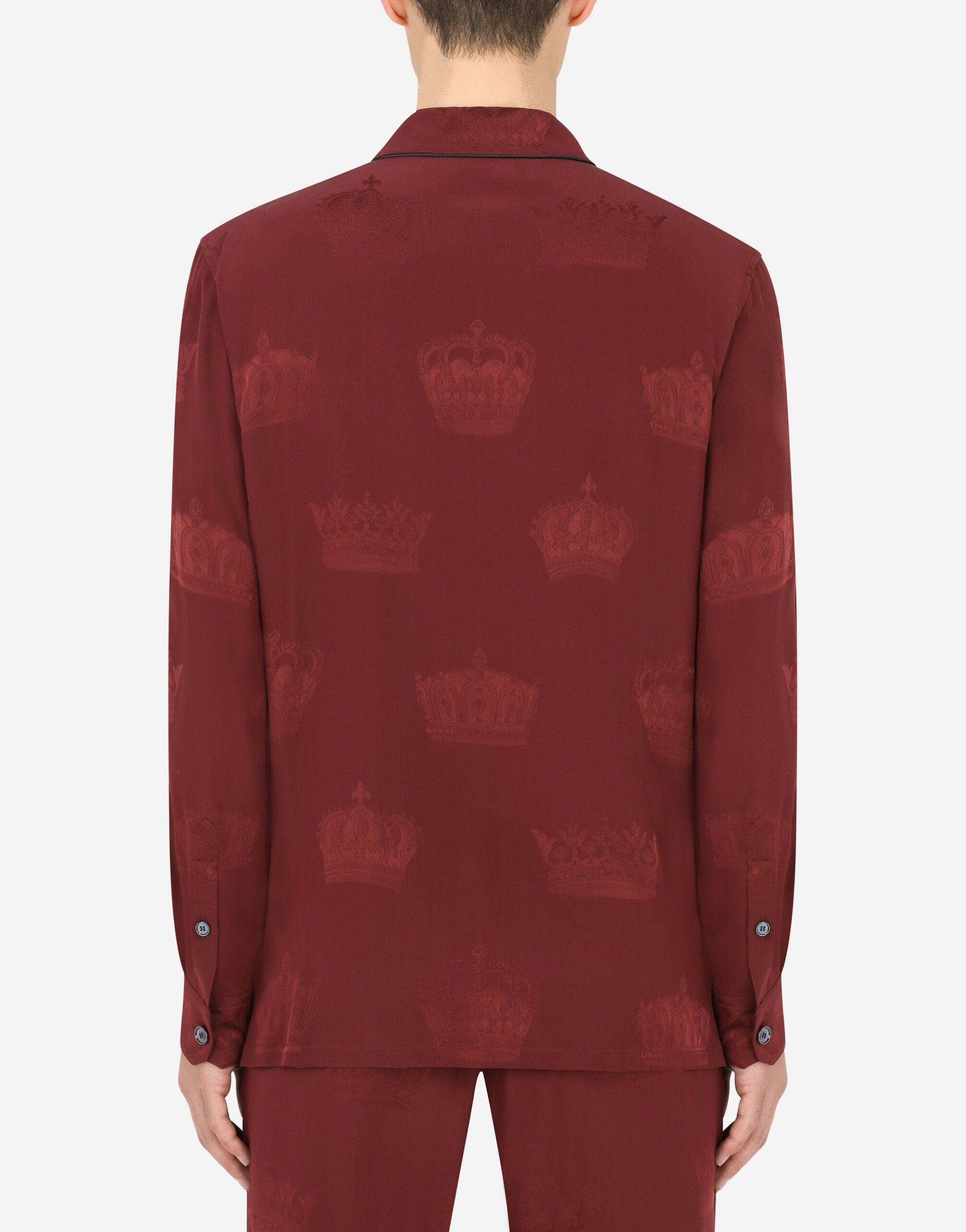 Dolce & Gabbana Crown Print Silk Pajama Shirt