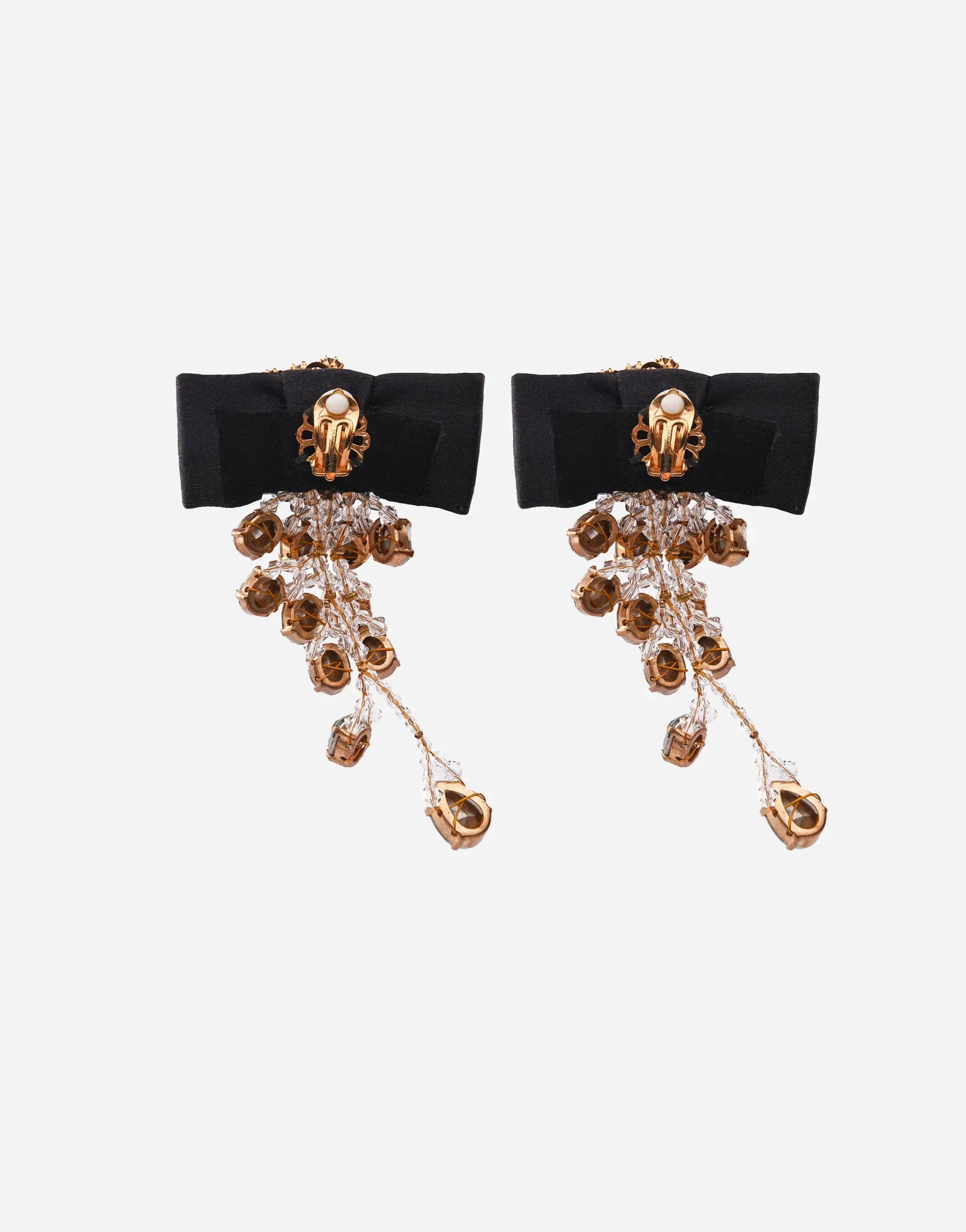 Dolce & Gabbana Crystal Chandelier Bow Clip-On Earrings
