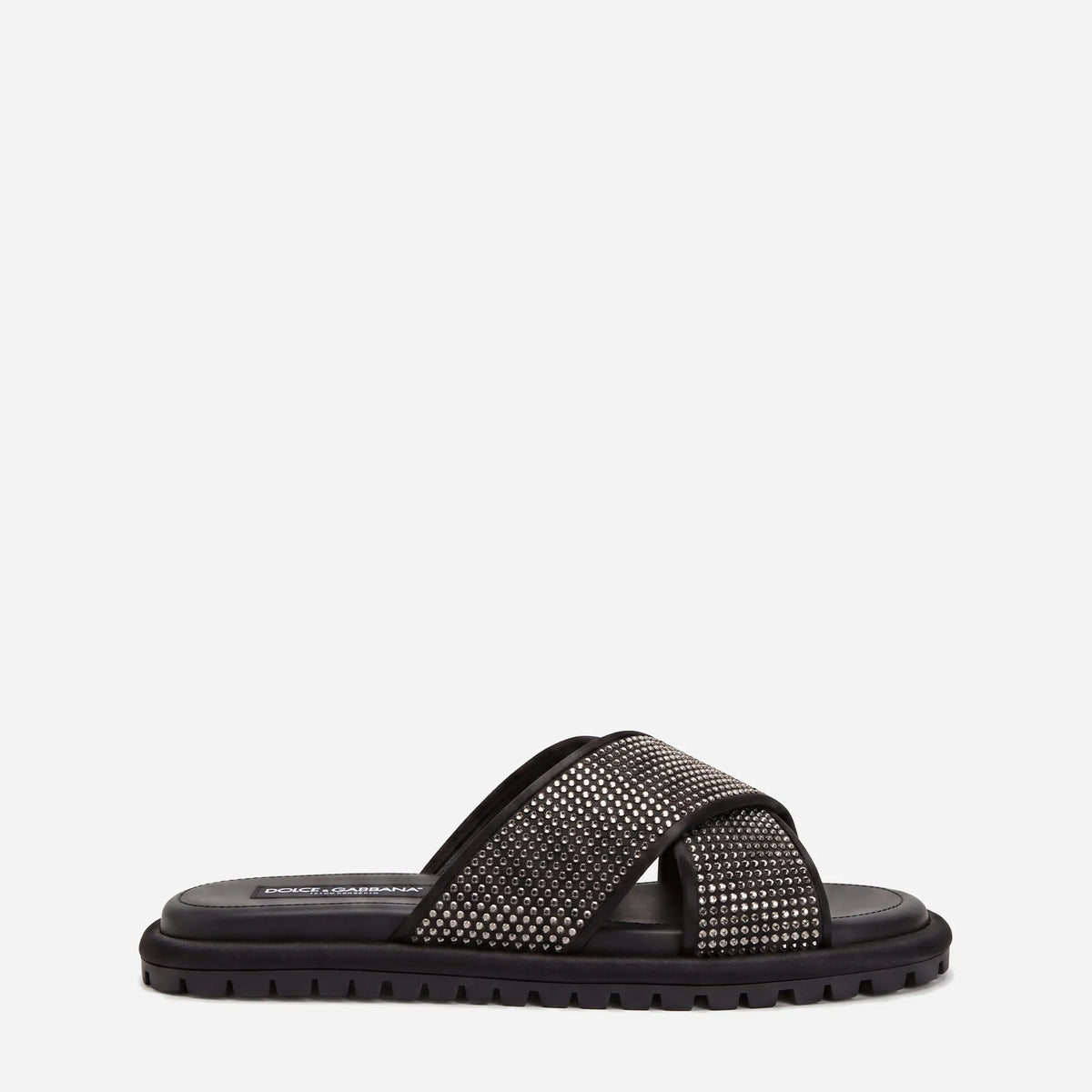 Dolce & Gabbana クリスタル クロスストラップ スライドサンダル