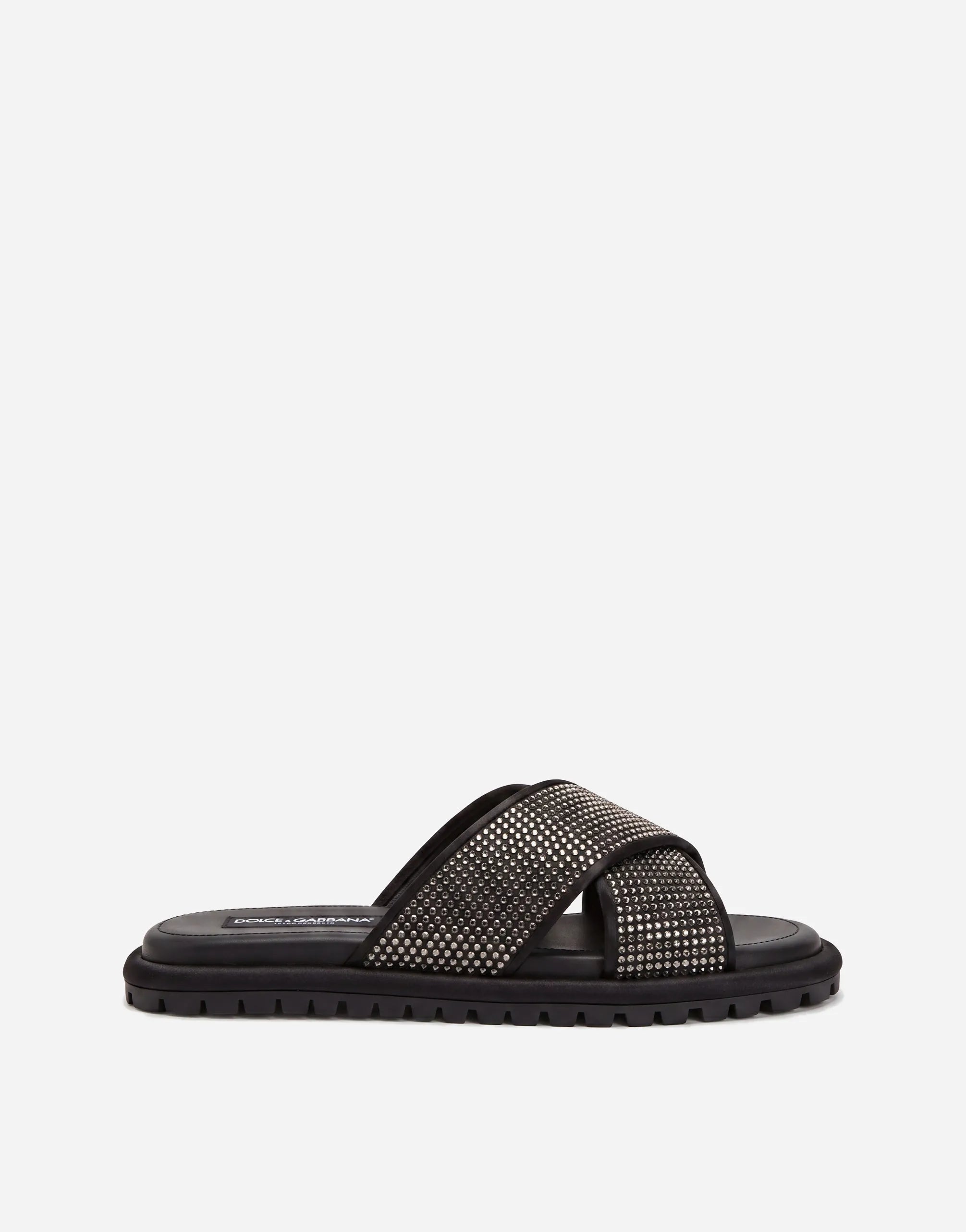 Dolce & Gabbana Dolce & Gabbana Crystal Cross Strap Slides