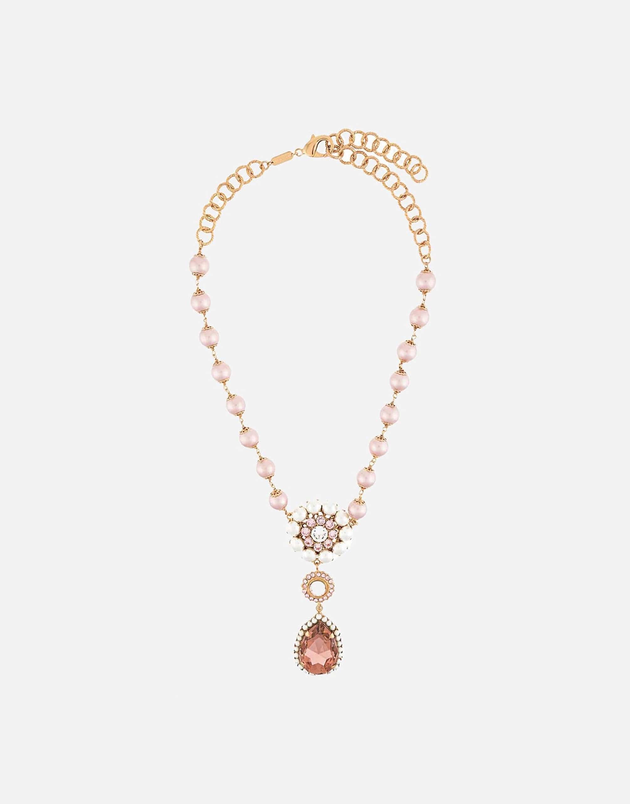 Dolce & Gabbana Crystal Drop Pearl Beaded Necklace