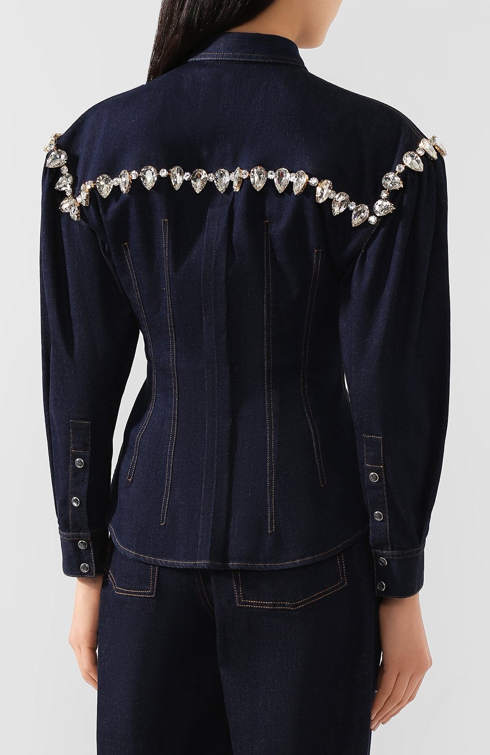 Dolce & Gabbana Crystal Embellished Denim Shirt