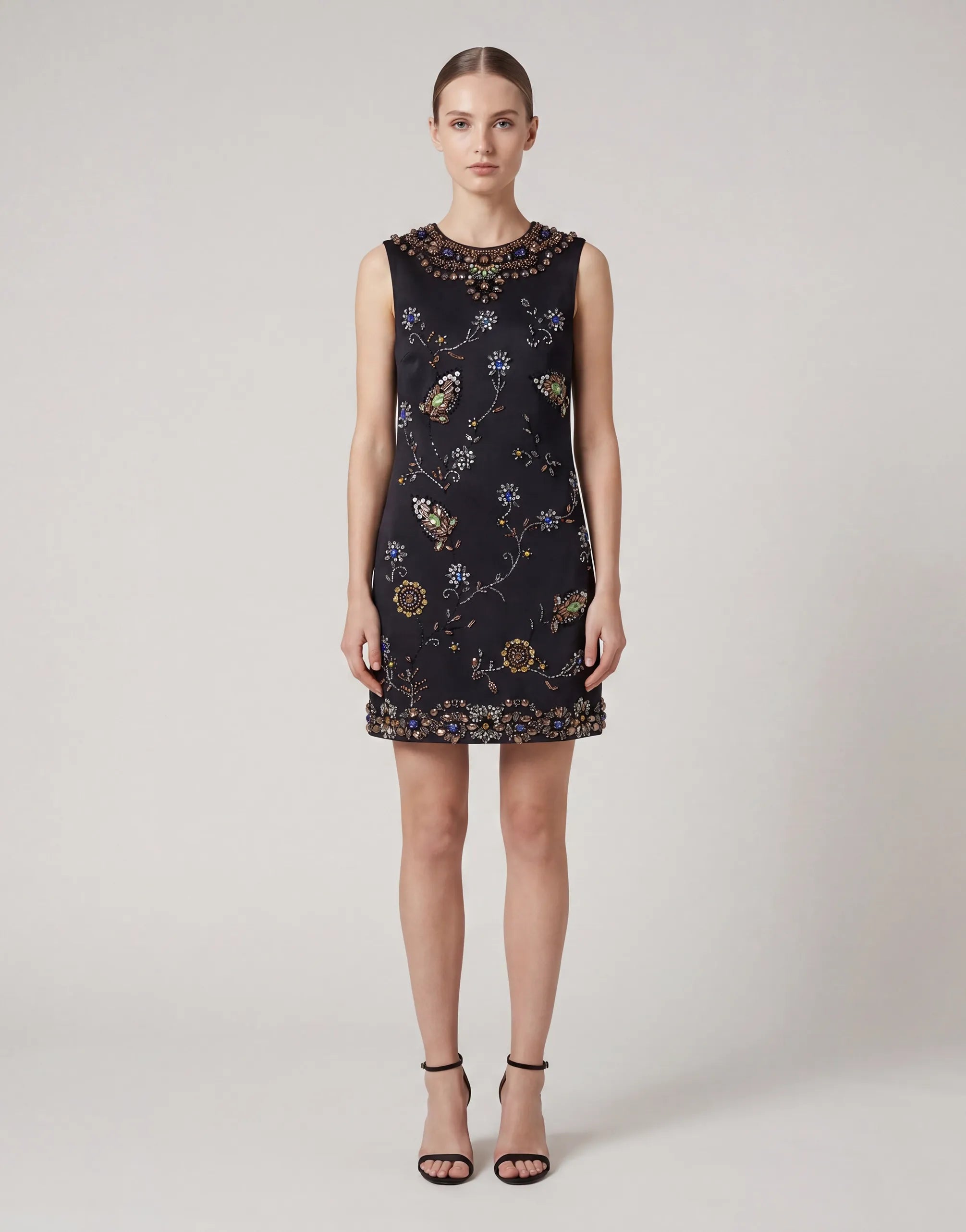 Crystal Embellished Floral Mini Dress - alternate view