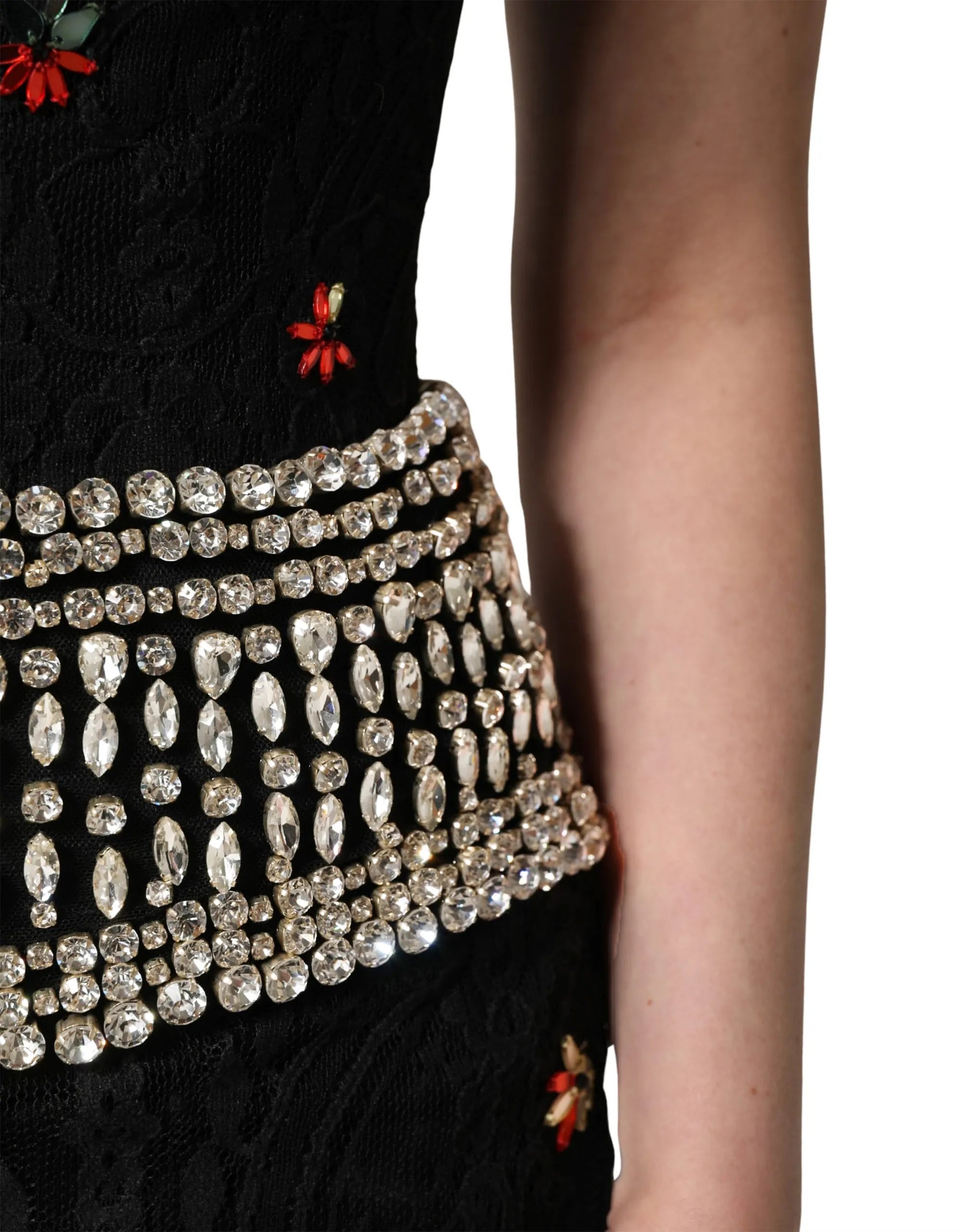 Dolce & Gabbana Crystal Embellished Lace Halter Mini Dress