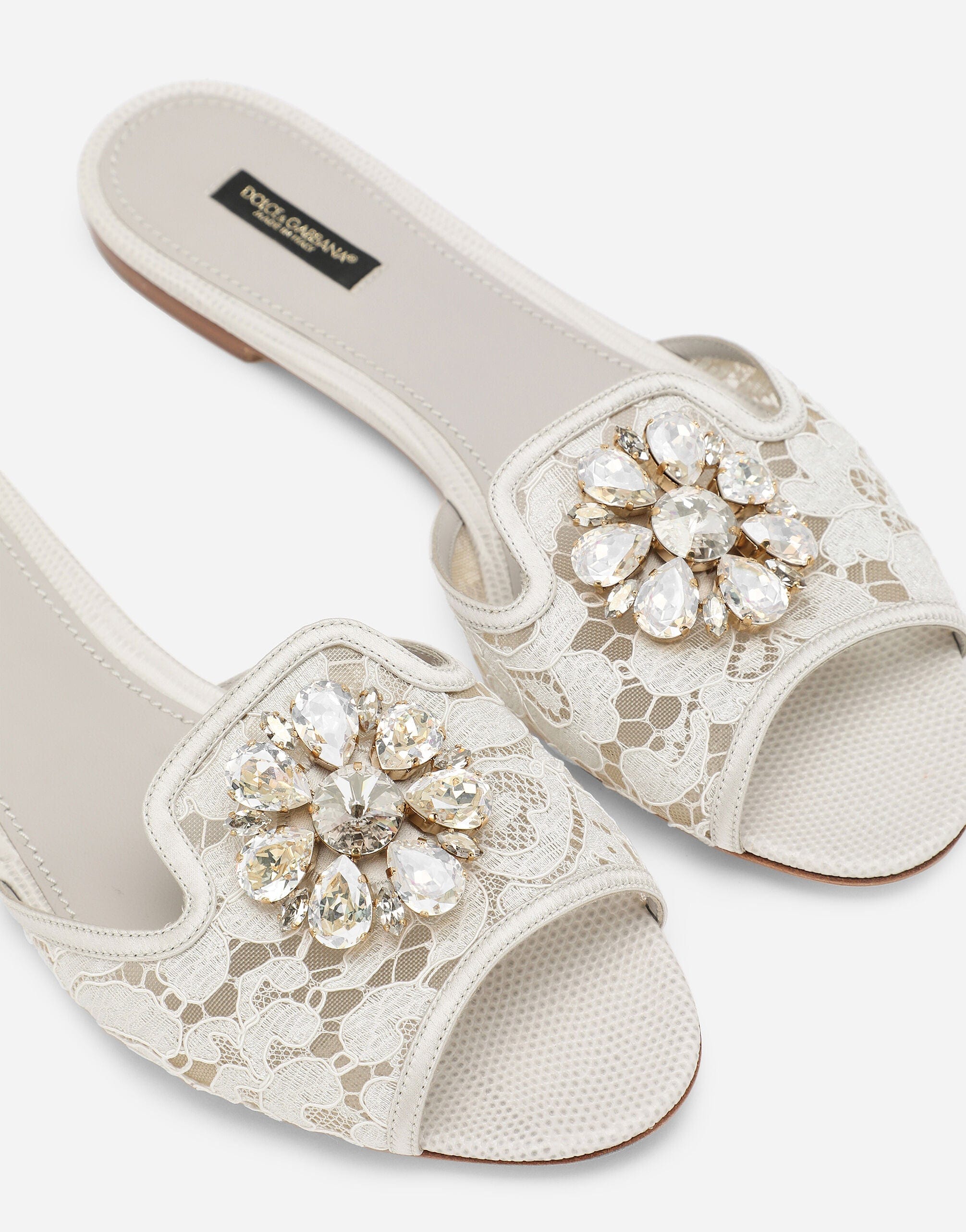 Dolce & Gabbana Crystal-Embellished Lace Sandals