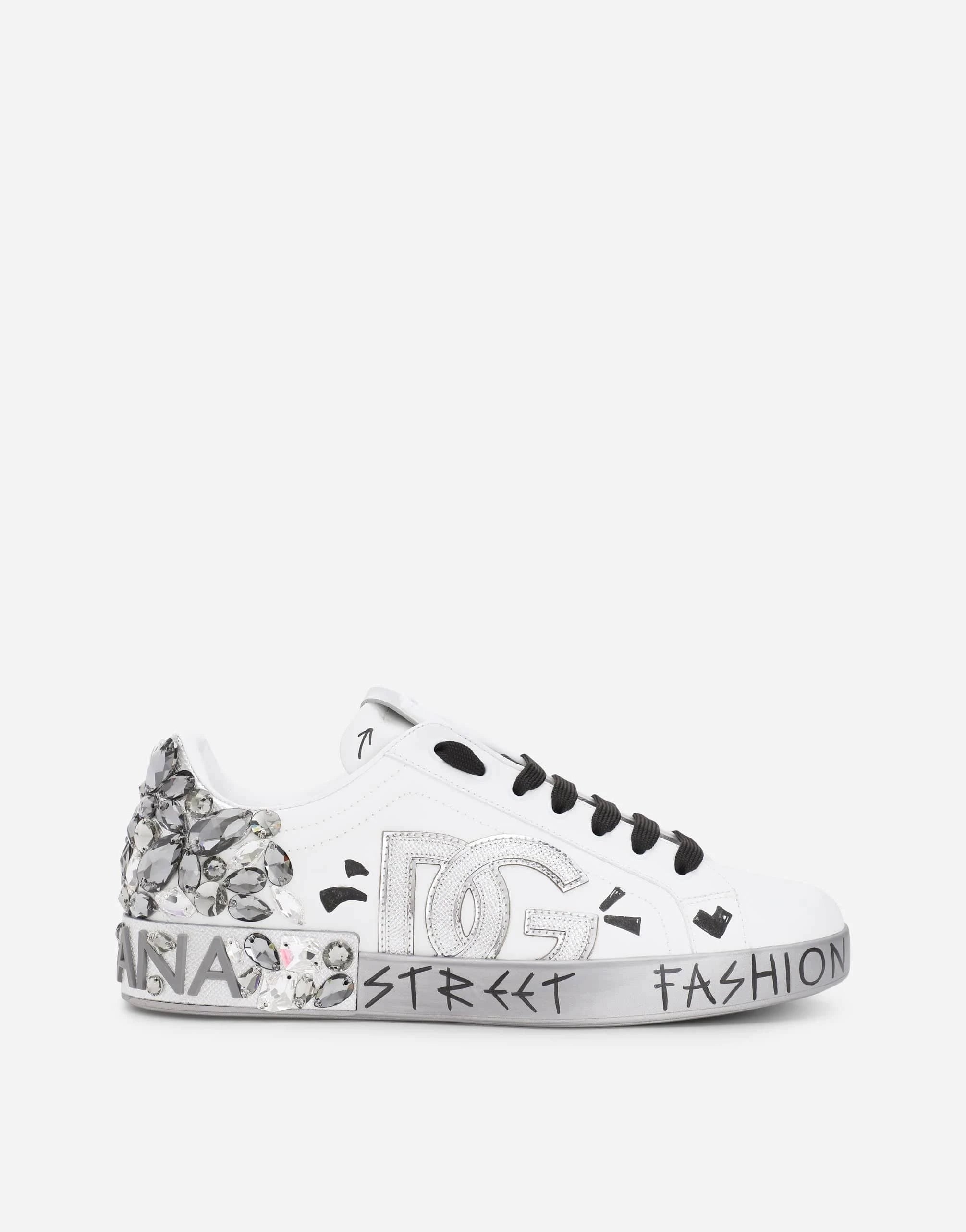 Dolce & Gabbana Crystal-Embellished Logo Portofino Sneakers