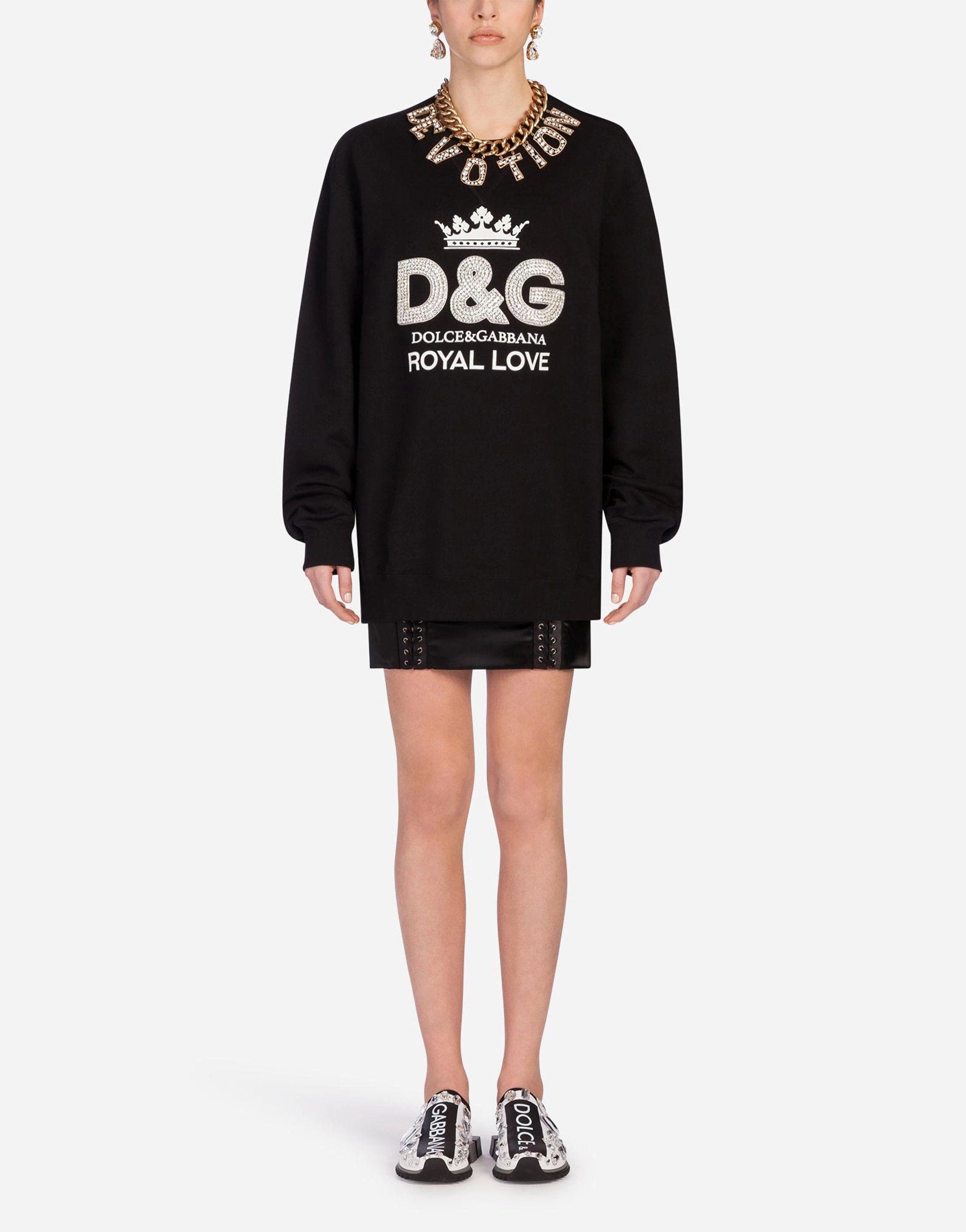 Dolce & Gabbana Crystal Embellished Logo Print Sweater