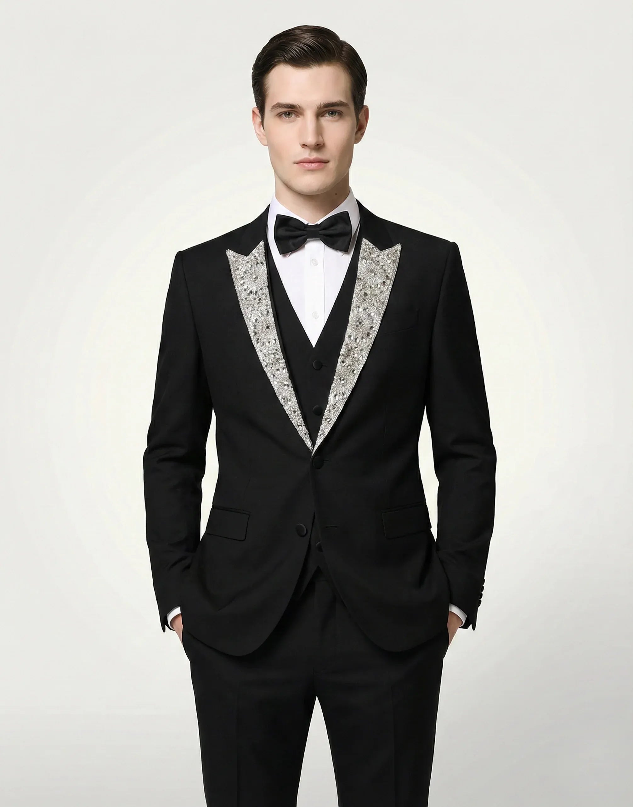Dolce & Gabbana Crystal-Embellished Martini-Fit Three-Piece Suit
