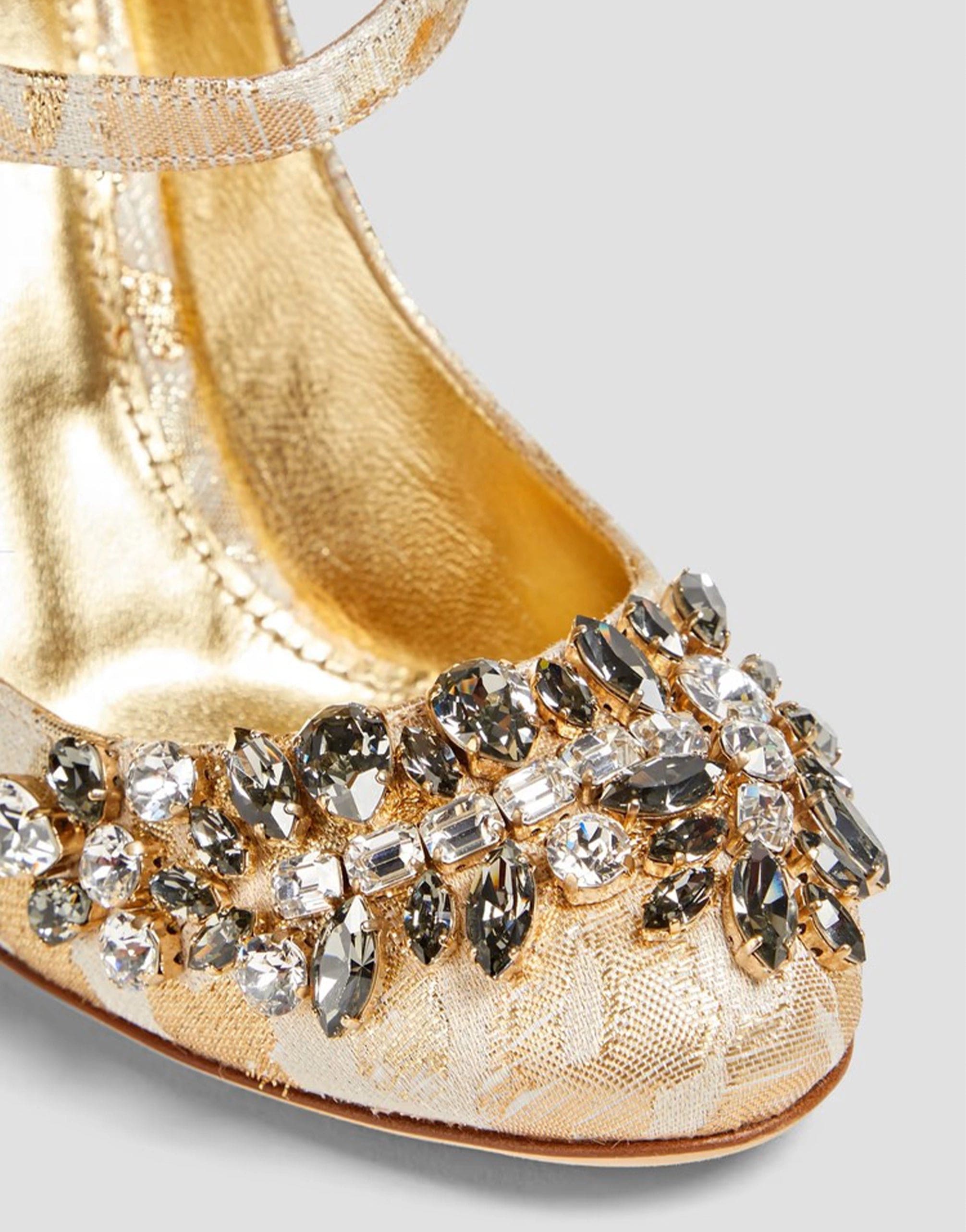 Dolce & Gabbana Crystal-Embellished Metallic Jacquard Pumps